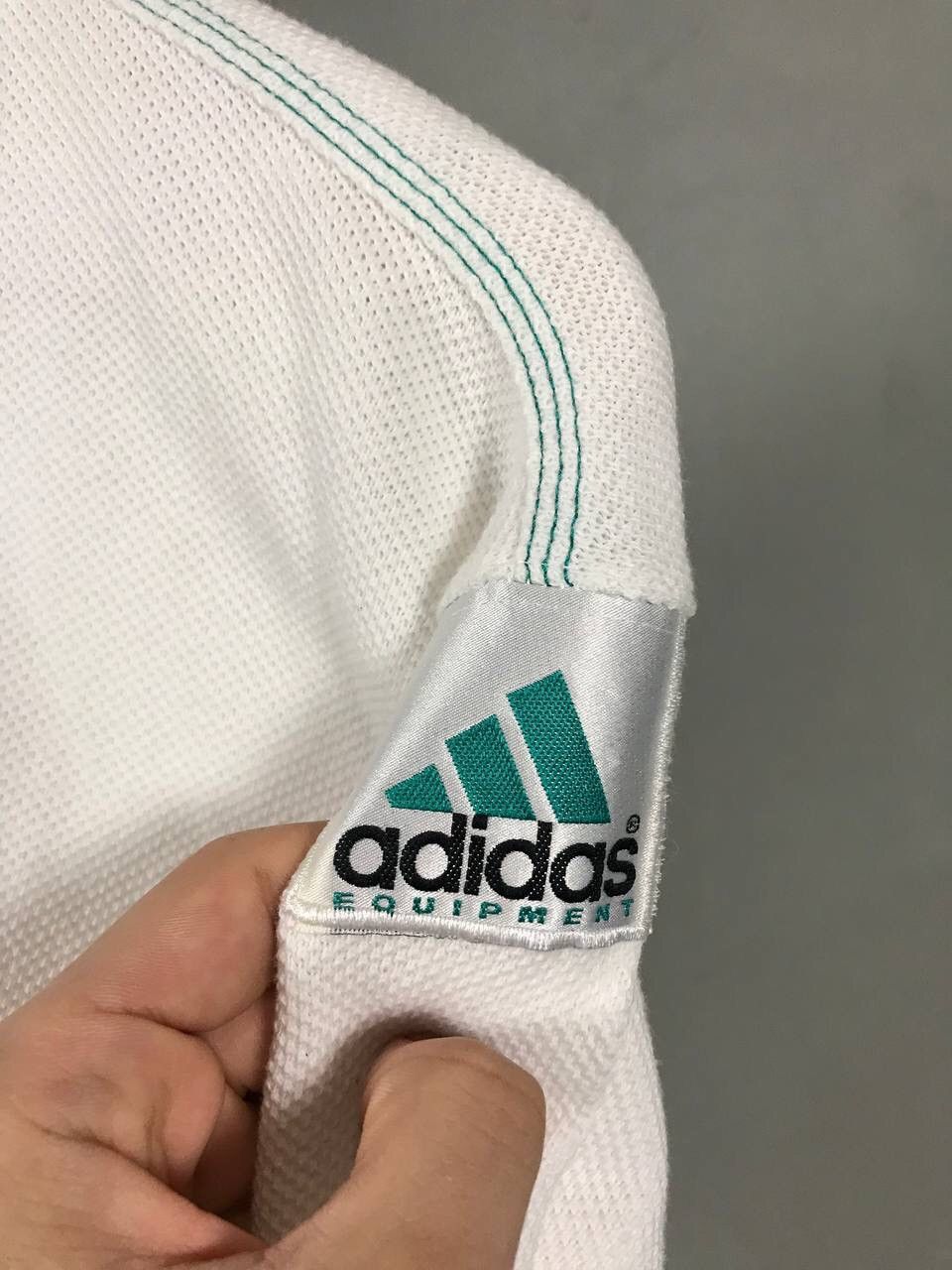 Adidas Adidas Equipment Vintage White Polo Tee Size US M / EU 48-50 / 2 - 7 Thumbnail
