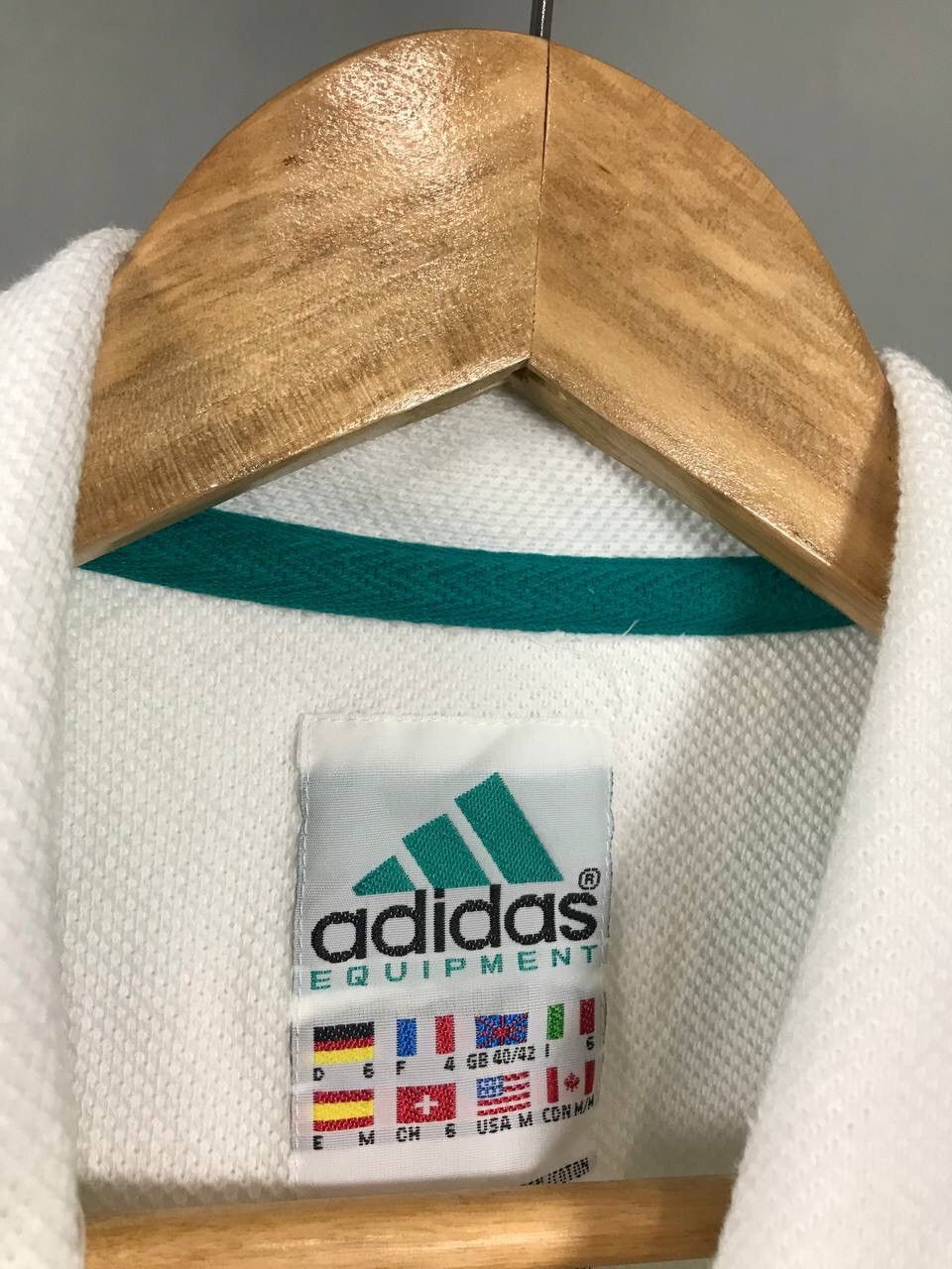 Adidas Adidas Equipment Vintage White Polo Tee Size US M / EU 48-50 / 2 - 5 Thumbnail