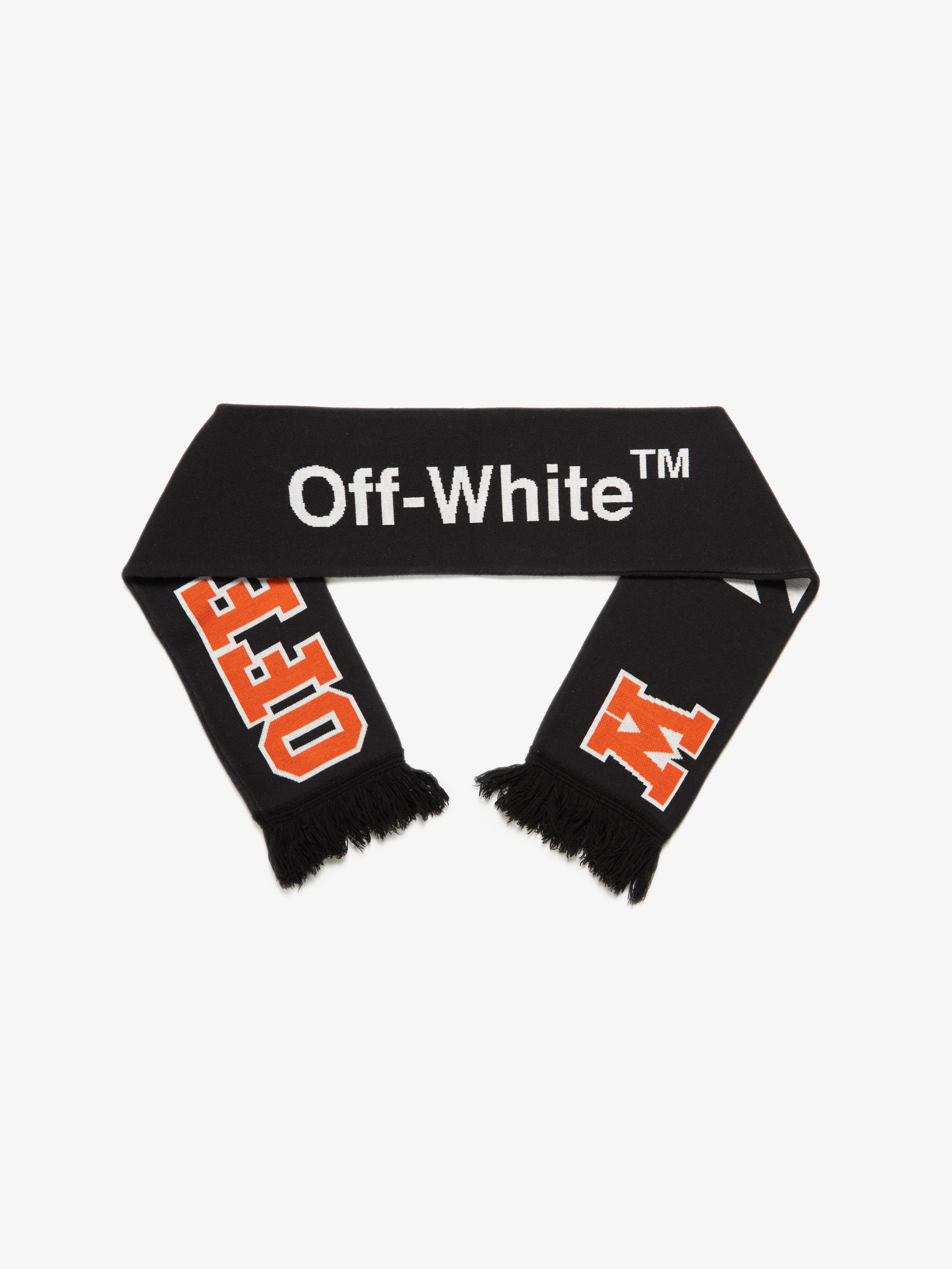 Pre-owned Off-white Orange And Black Logo Scarf