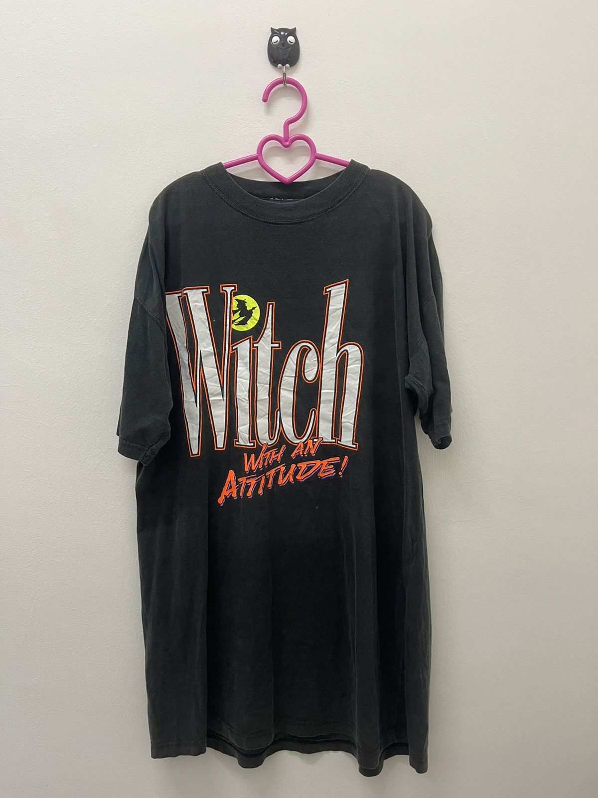 image of Vintage Witch With An Attitude Tee in Black, Men's (Size XL)