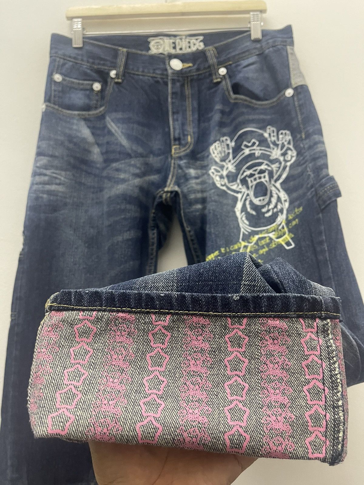 One Piece Rare ONE PIECE Chopper Japan Anime Manga Denim Jeans Pant Size US 33 - 6 Thumbnail