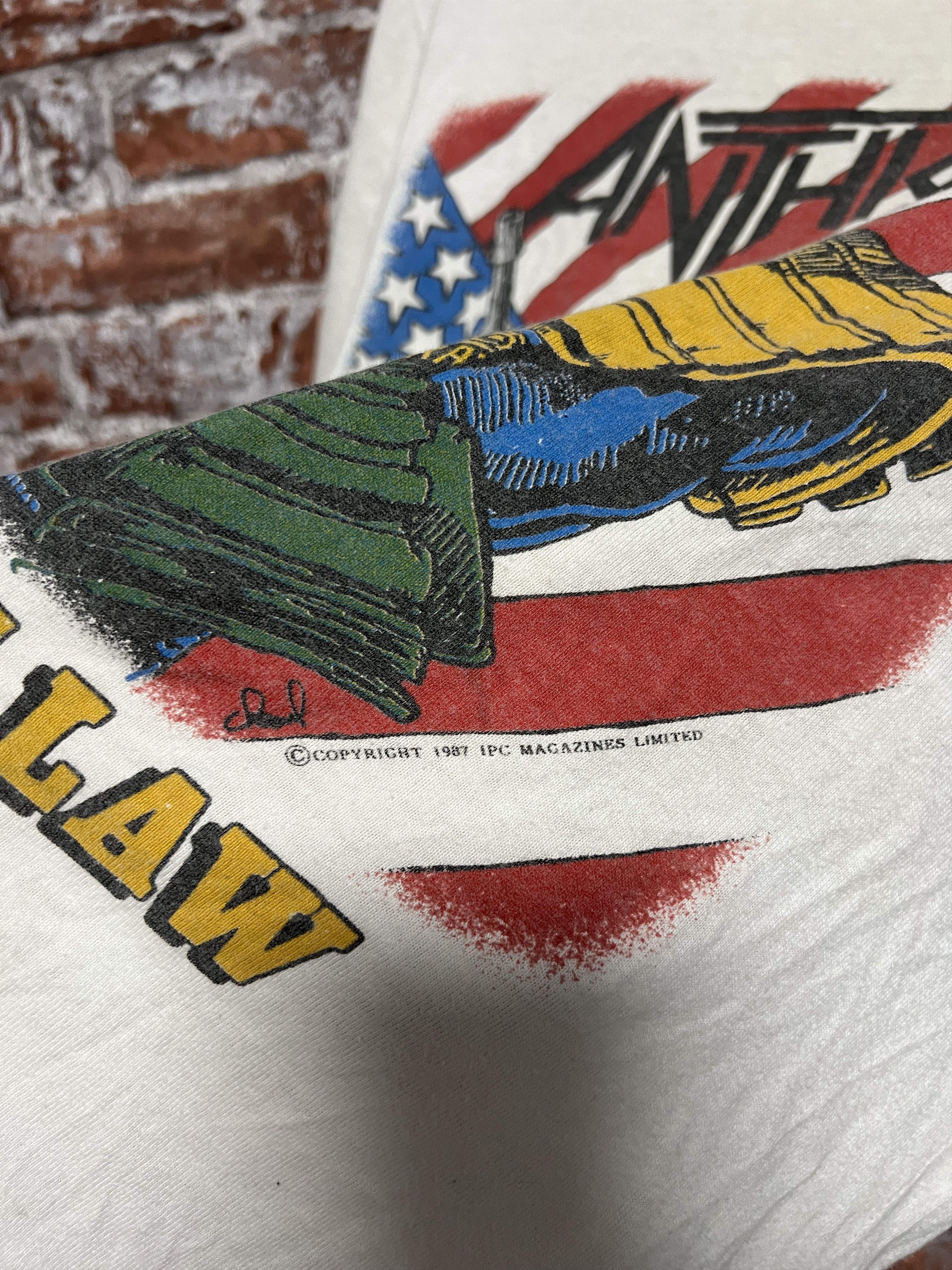 Band Tees × Vintage Vintage 1987 Anthrax Judge Dredd i am the law T-shirt Size US L / EU 52-54 / 3 - 8 Thumbnail