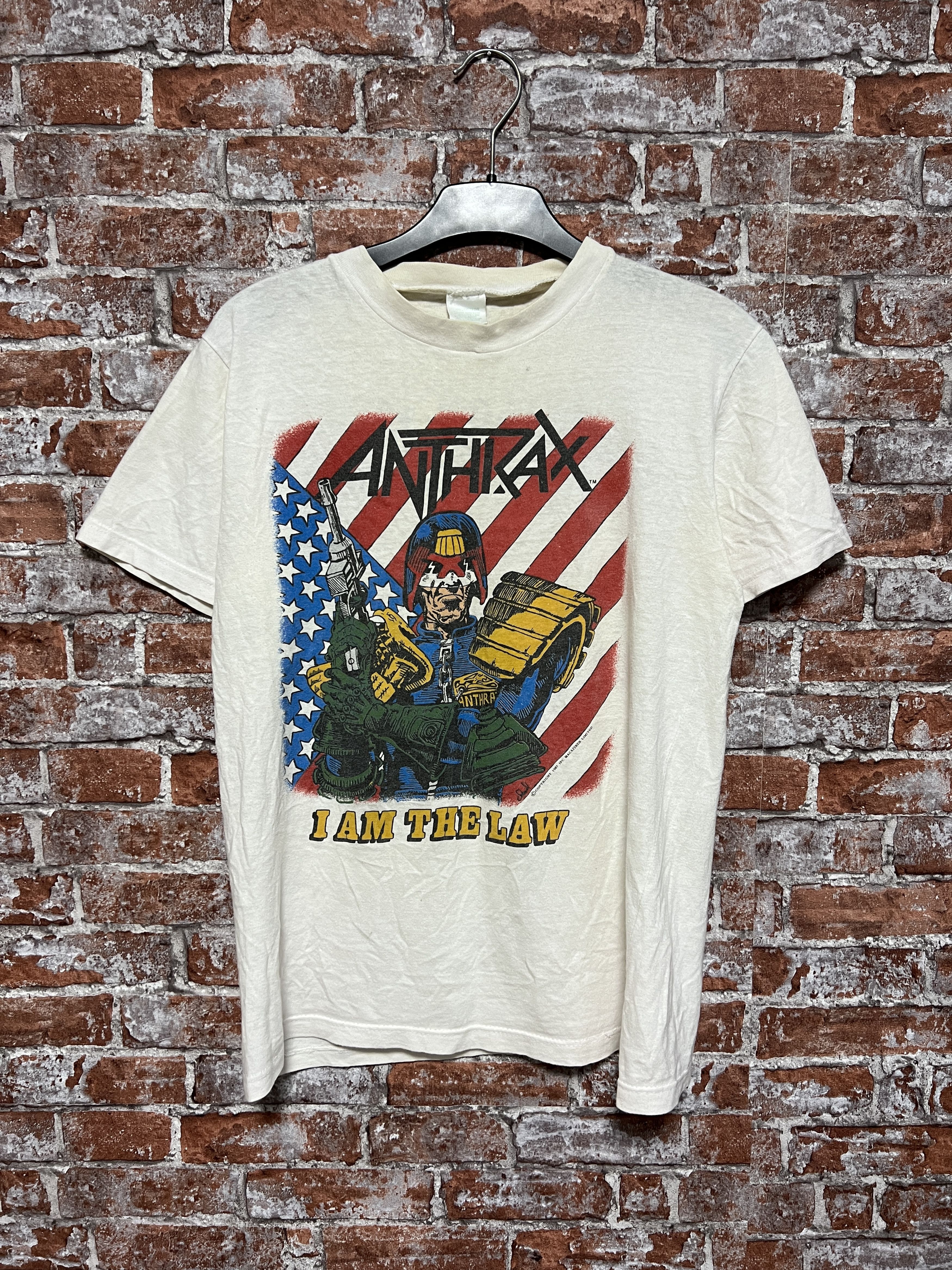 Band Tees × Vintage Vintage 1987 Anthrax Judge Dredd i am the law T-shirt Size US L / EU 52-54 / 3 - 1 Thumbnail