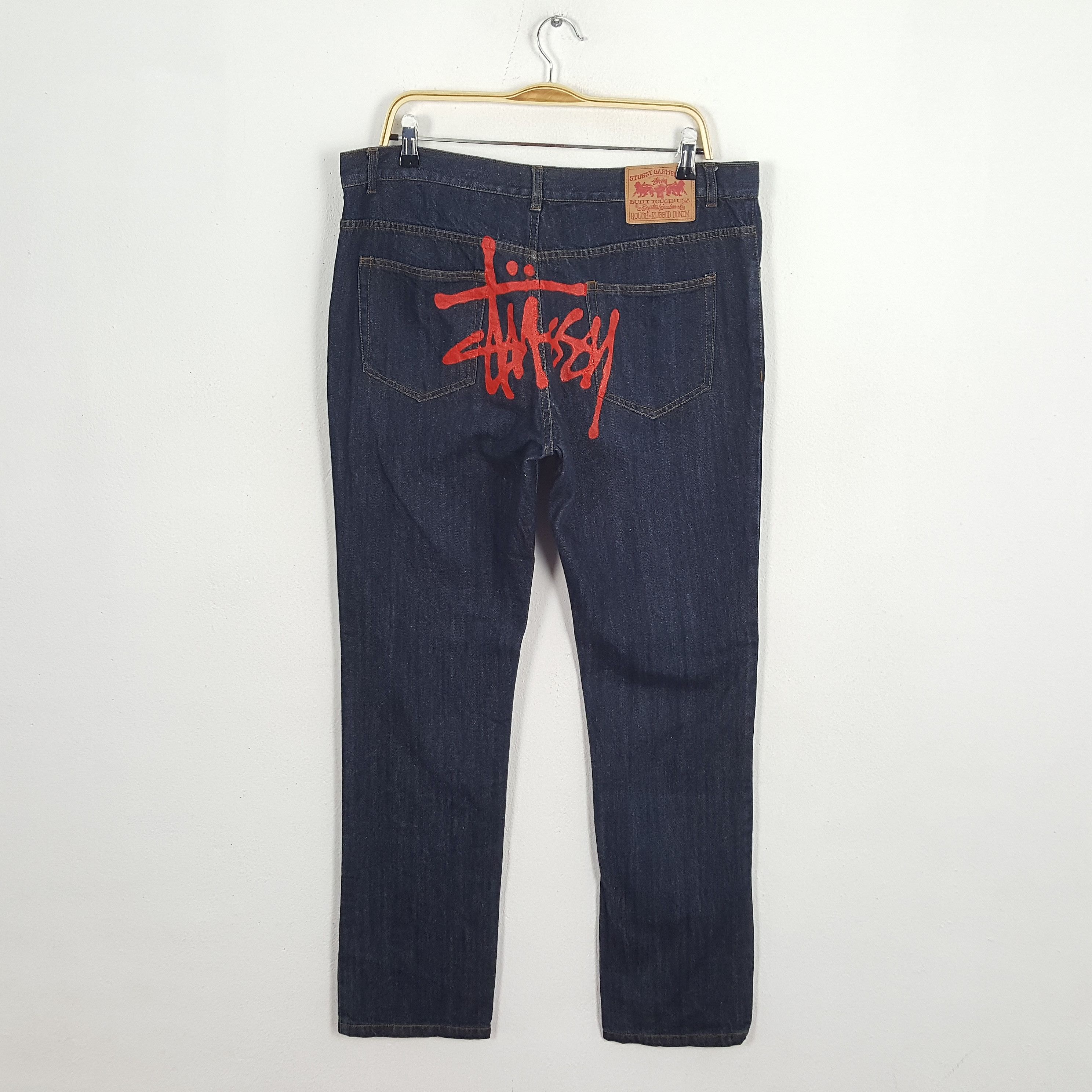 Stussy × Vintage Vintage STUSSY Streetwear Skateboard Custom Logo Jeans Size US 37 - 1 Thumbnail