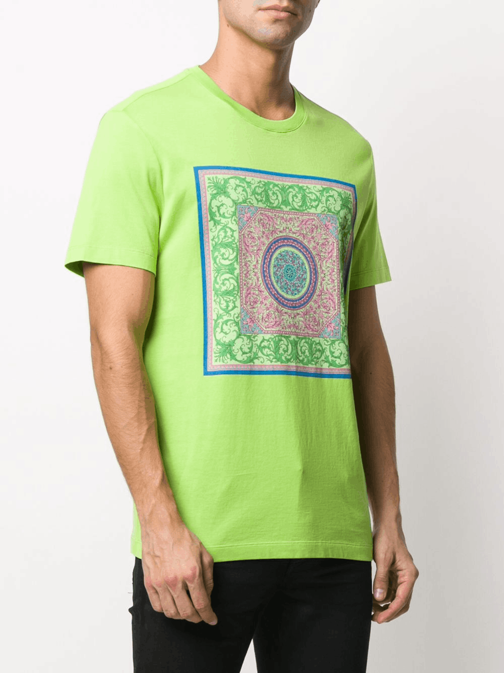 $475 VERSACE lime green barocco print t-shirt Medium