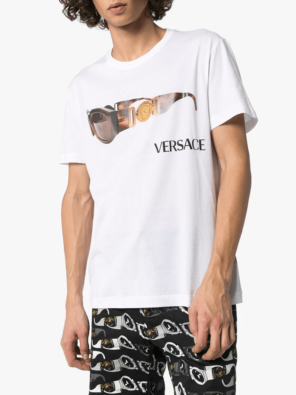 Versace VERSACE white sunglasses logo print t-shirt - Large Size US L / EU 52-54 / 3 - 1 Thumbnail