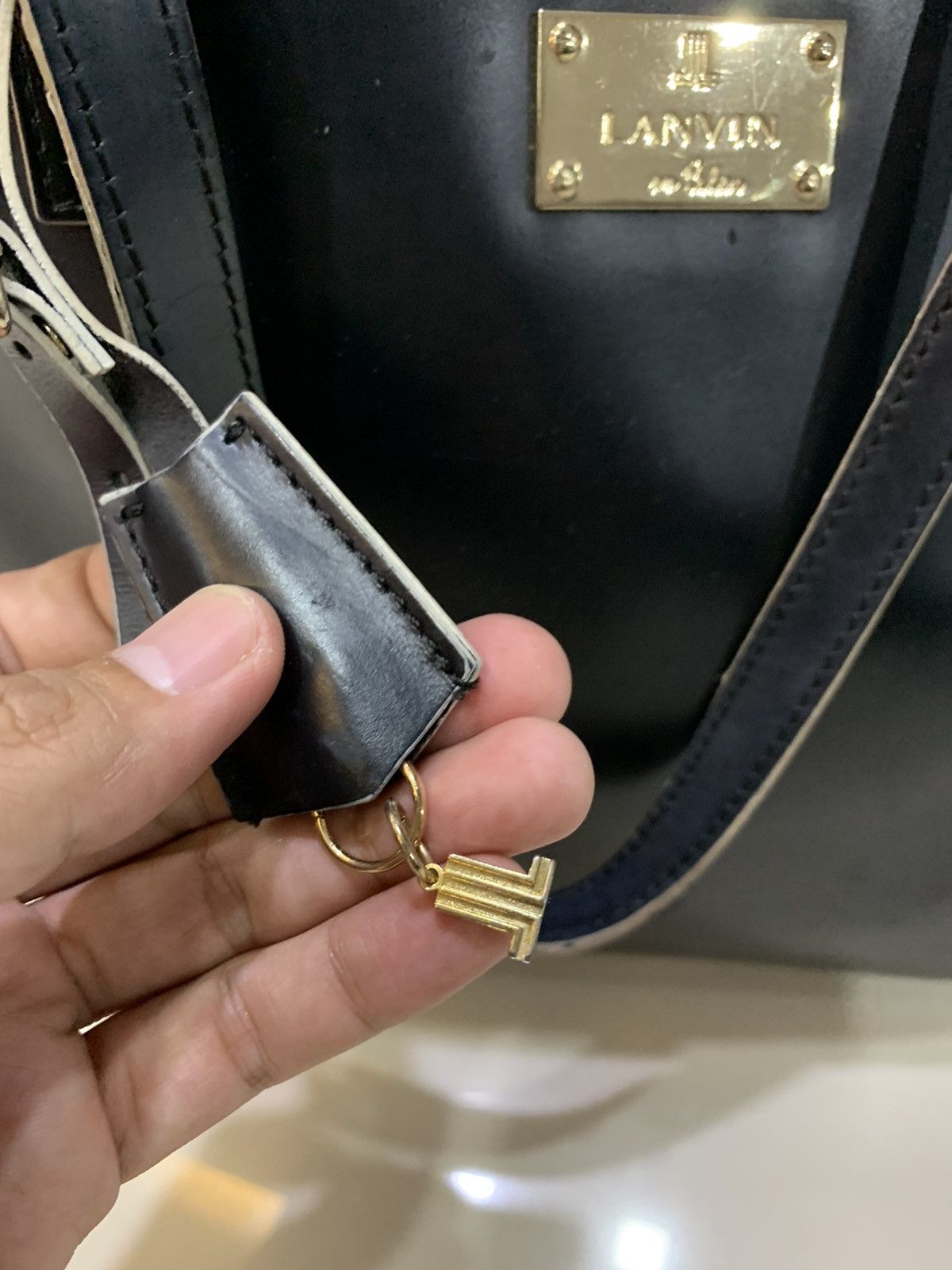 Lanvin LANVIN EU BLEU LEATHER TOTE BAG Size ONE SIZE - 4 Thumbnail