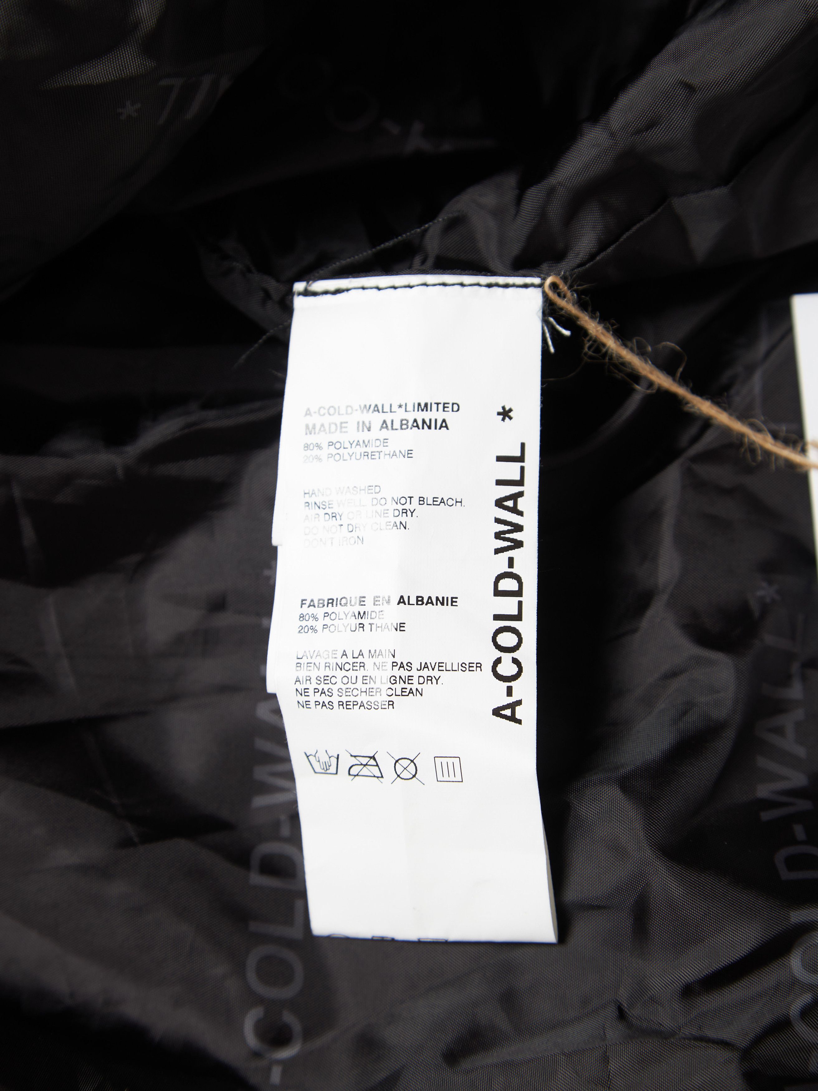 A-COLD-WALL* Black Logo Text Printed Polyamide Raincoat Size US L / EU 52-54 / 3 - 6 Thumbnail