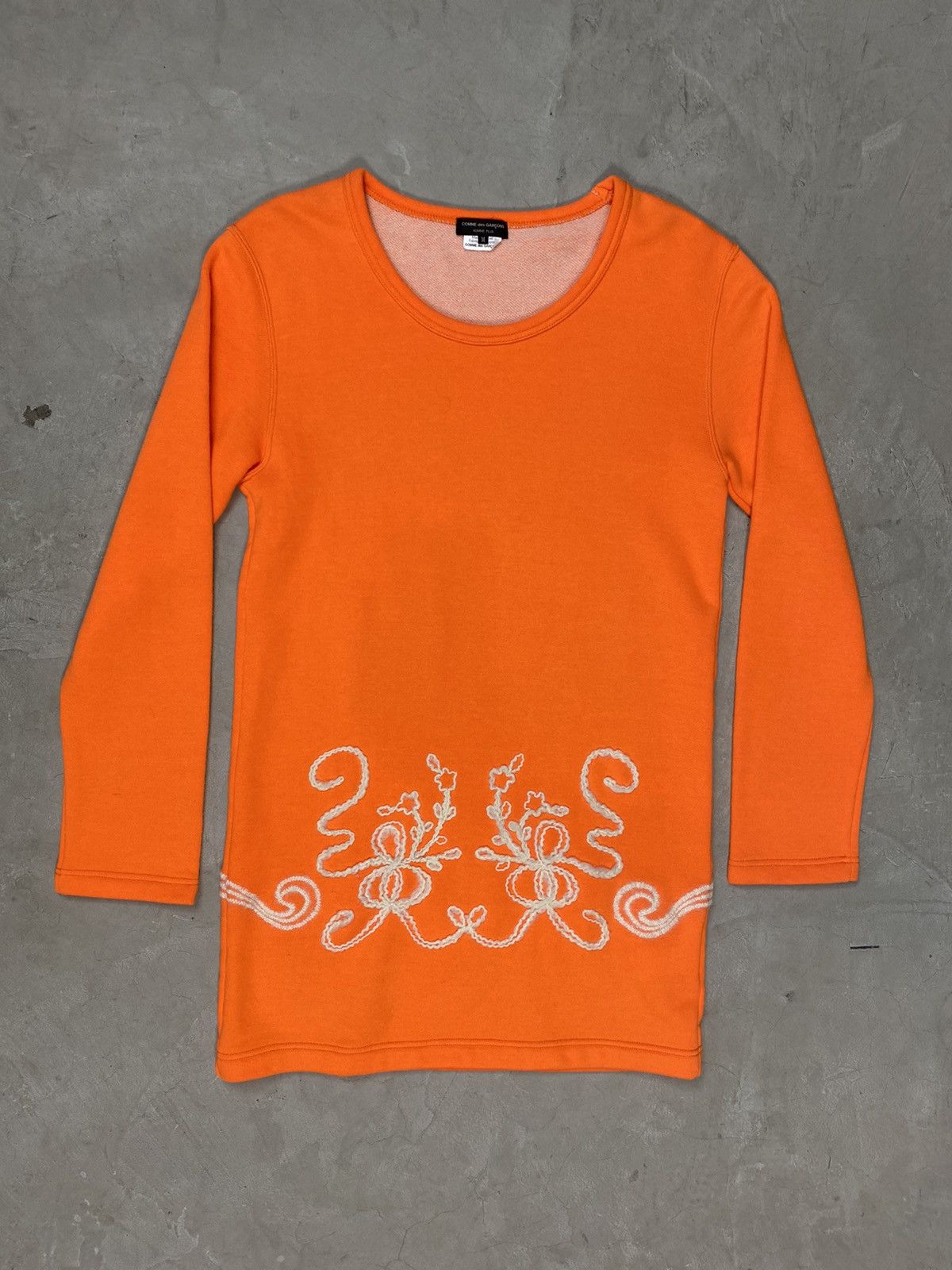 Comme des Garcons Homme Plus 2013 CdGHP Highlighter Orange Embroidered Long Crewneck Size US M / EU 48-50 / 2 - 1 Thumbnail