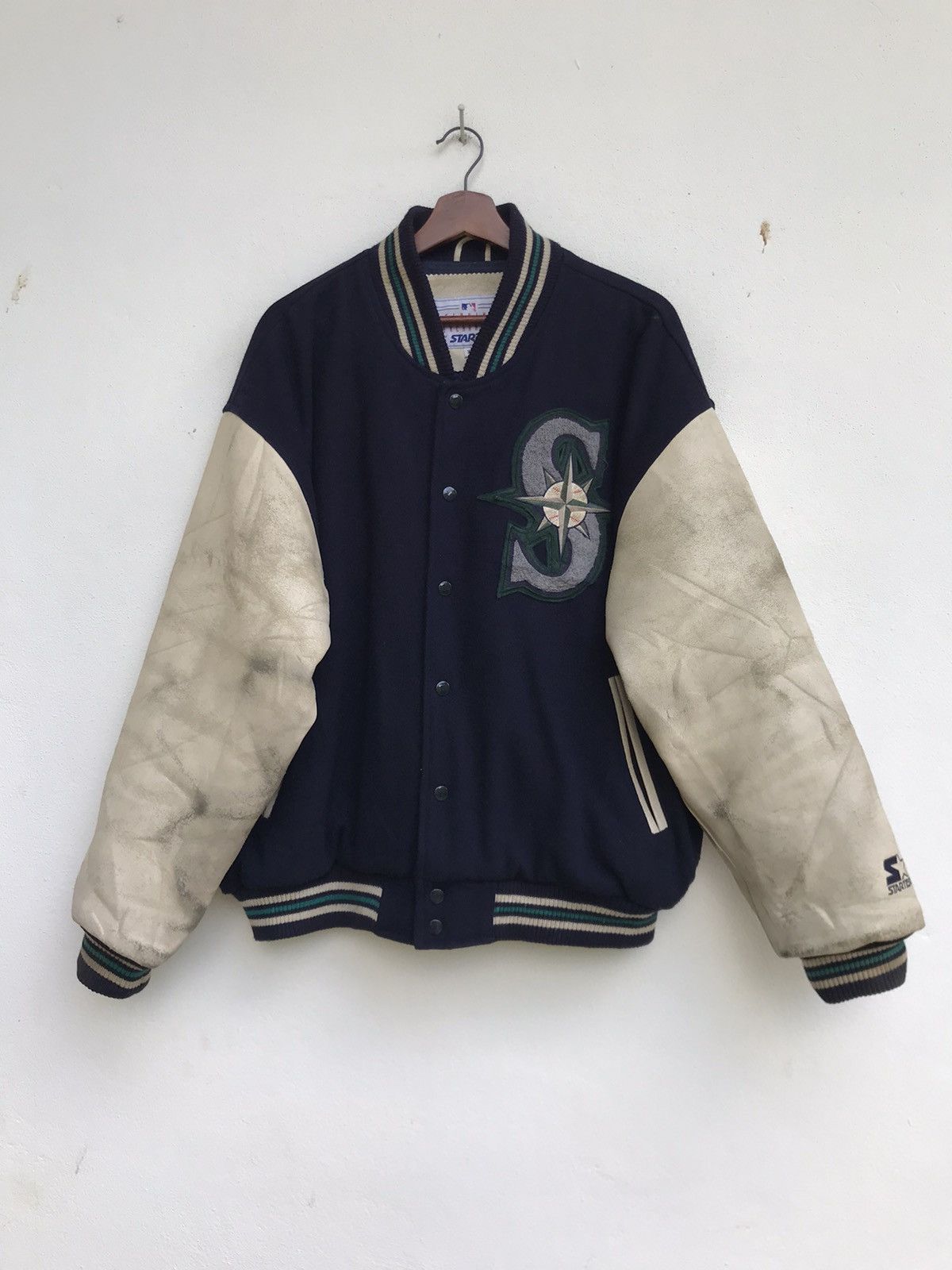 Starter Vintage Seattle Mariners Baseball Starter Varsity Jacket Size US XL / EU 56 / 4 - 1 Thumbnail