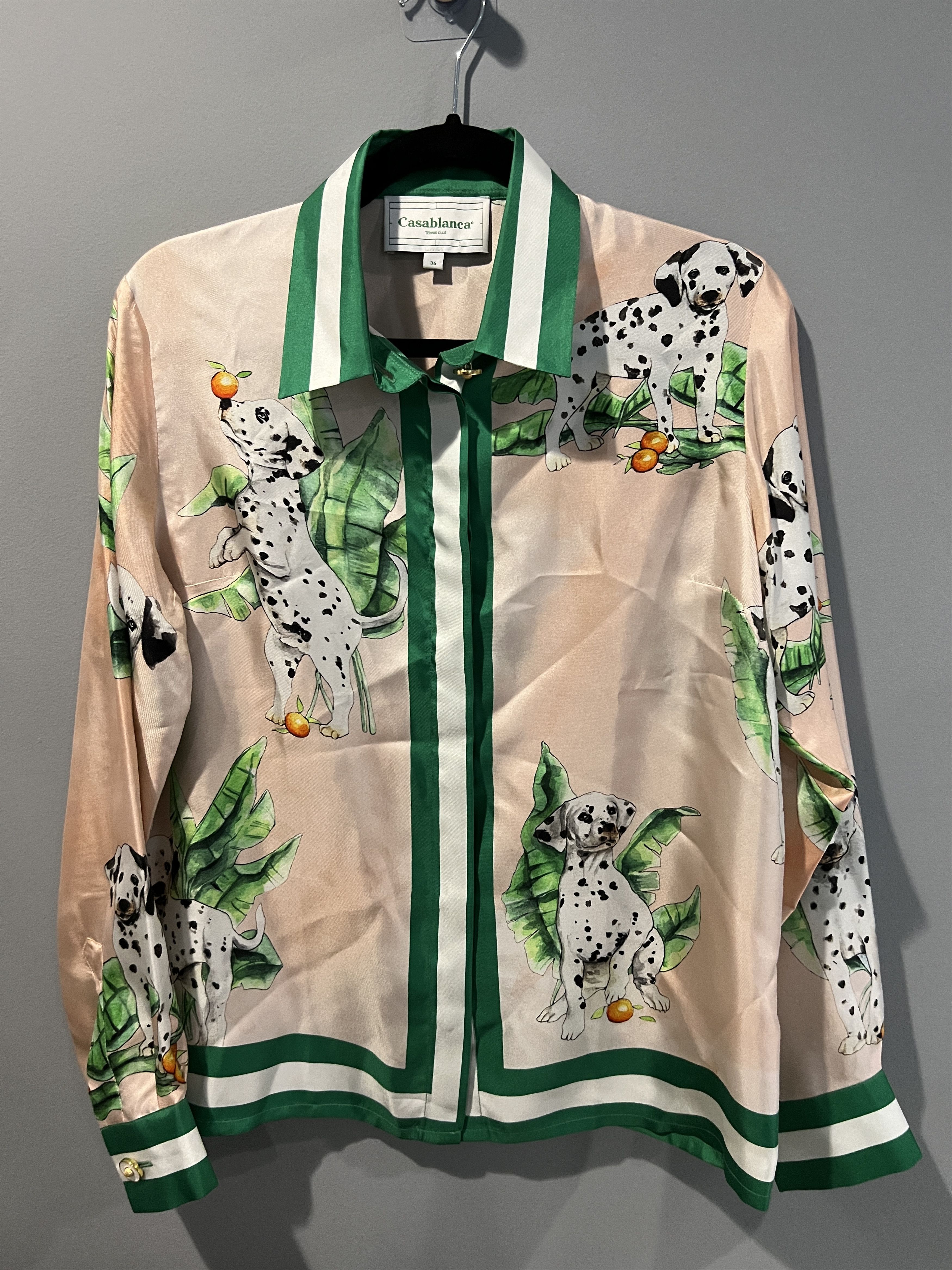 image of Casablanca Silk Dalmatian Shirt in Pink, Women's (Size Small)