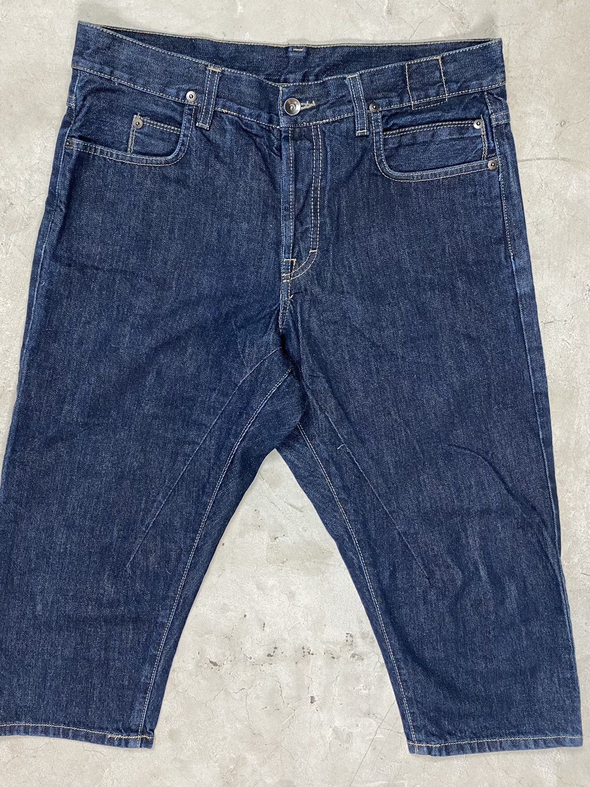 Rick Owens Drkshdw 00’s Rick Owens Cropped Indigo One Wash Jeans Size US 33 - 3 Thumbnail