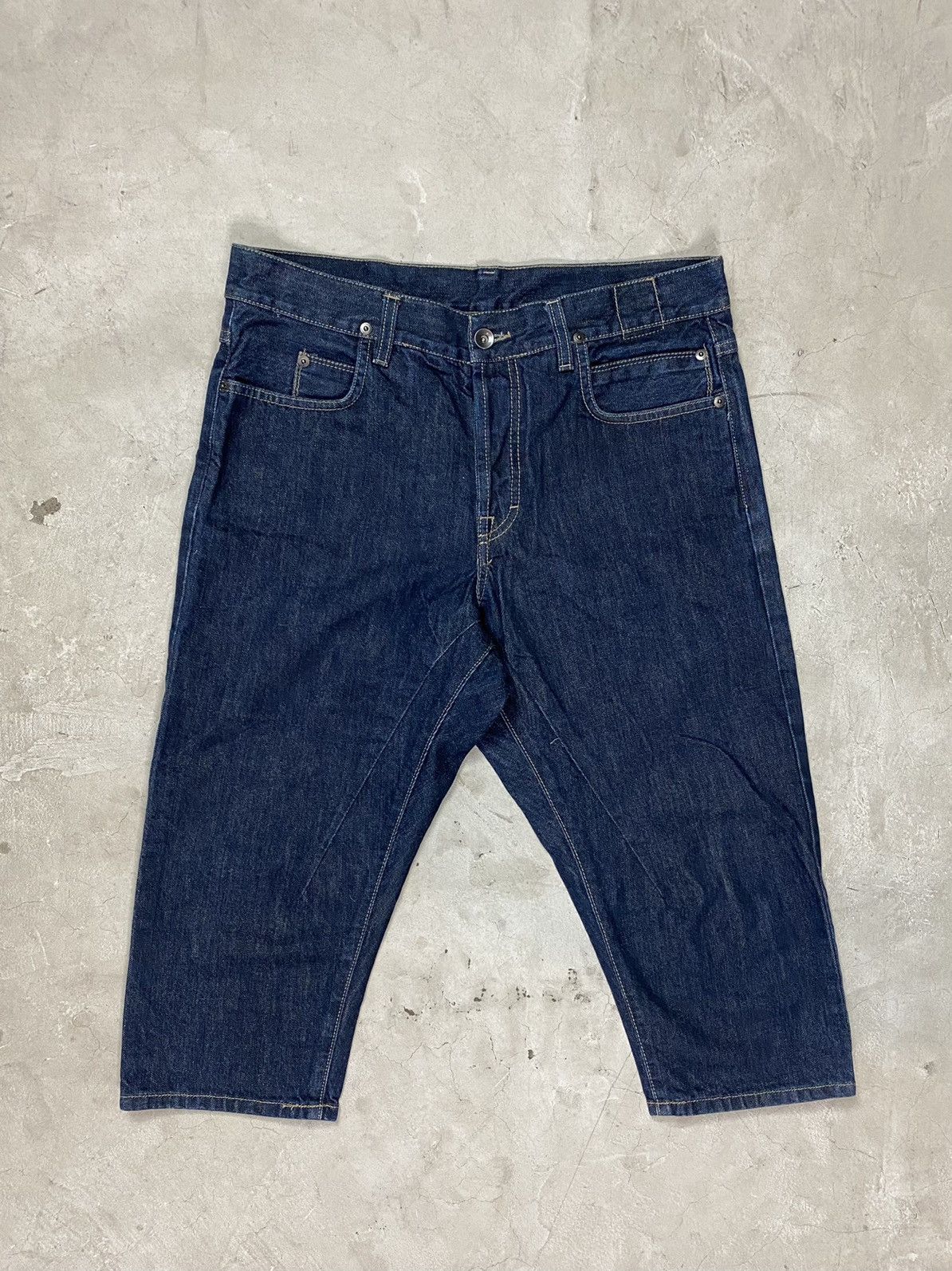 Rick Owens Drkshdw 00’s Rick Owens Cropped Indigo One Wash Jeans Size US 33 - 1 Thumbnail