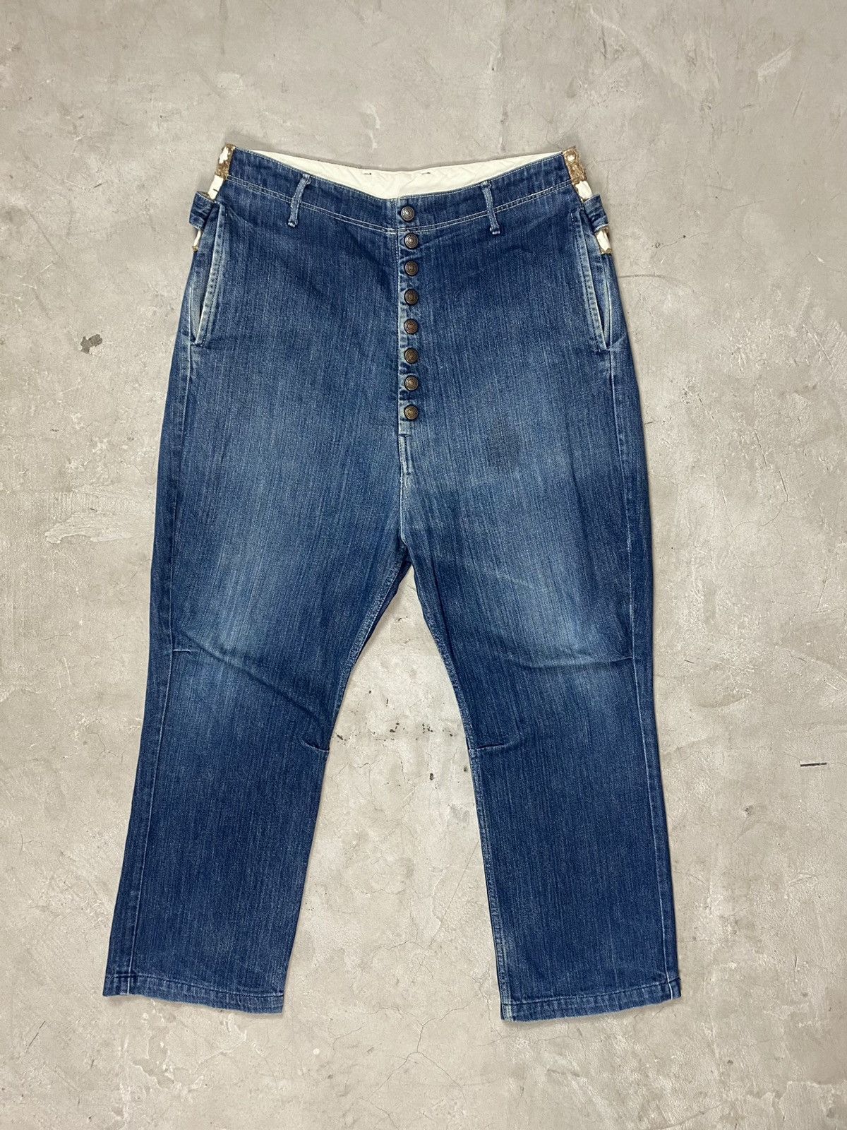 image of Kapital Cropped Reconstructed Denims, Men's (Size 32)