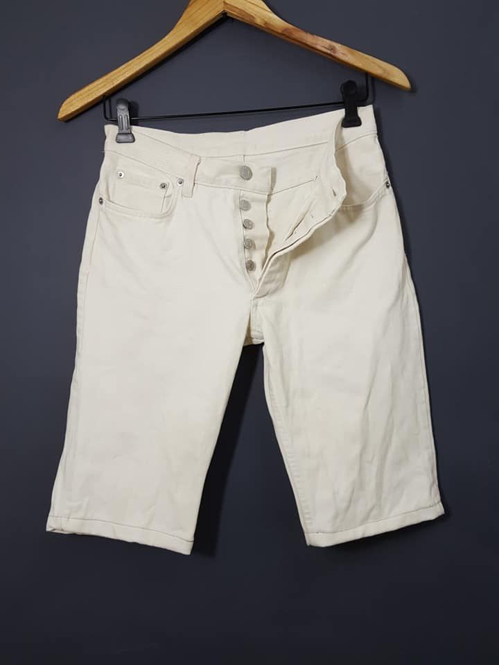 Helmut Lang Vintage 1998 Helmut Lang White Jean Short Size US 27 - 1 Thumbnail