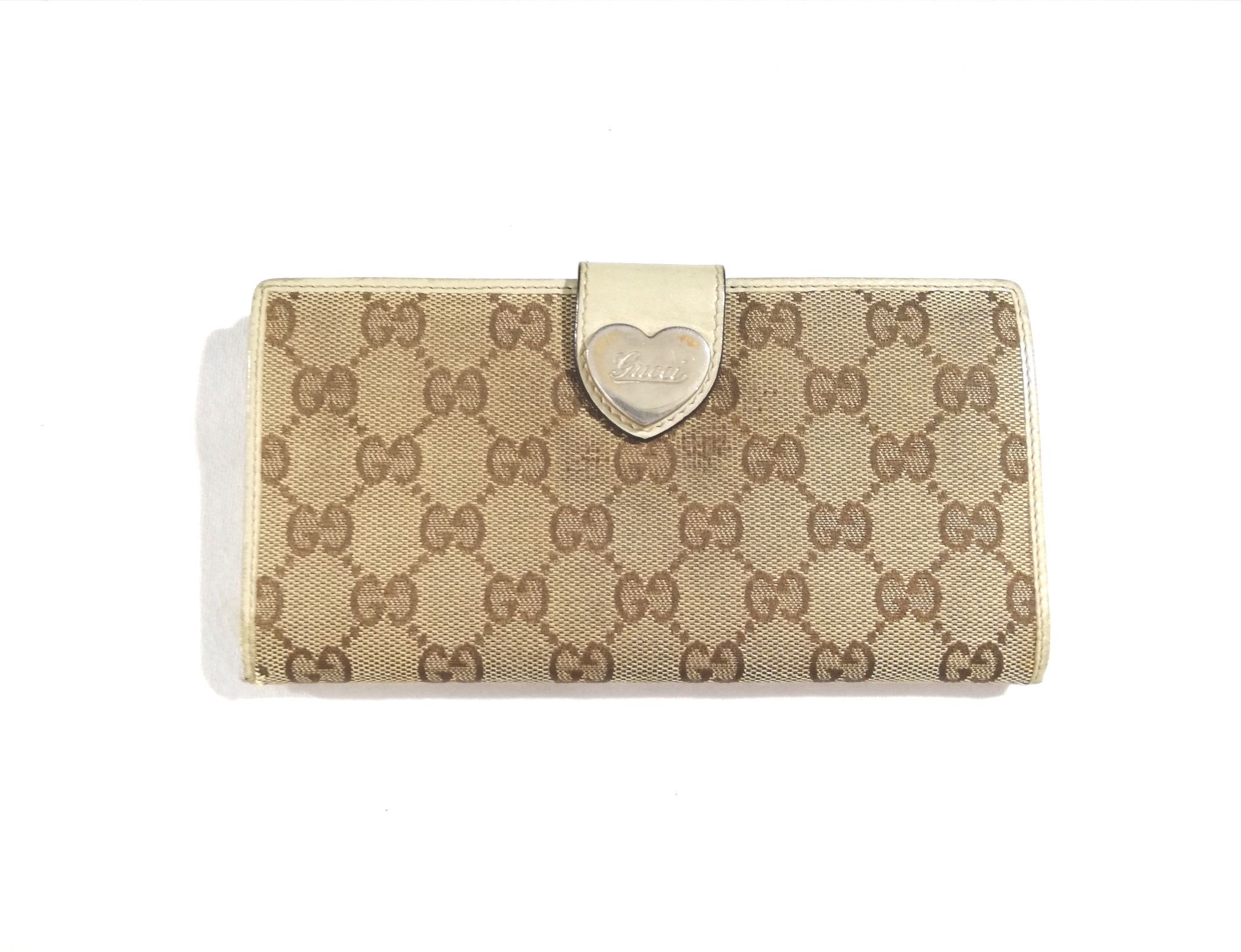 Gucci Gucci Beige Heart Gg Monogram Long Bifold Wallet Size ONE SIZE - 1 Thumbnail