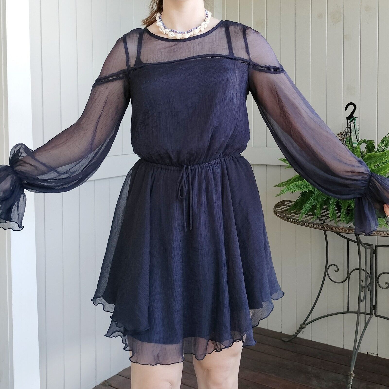 Designer Saints & Secrets Dress Mini Fit & Flare Flare Sleeve Size L / US 10 / IT 46 - 5 Thumbnail