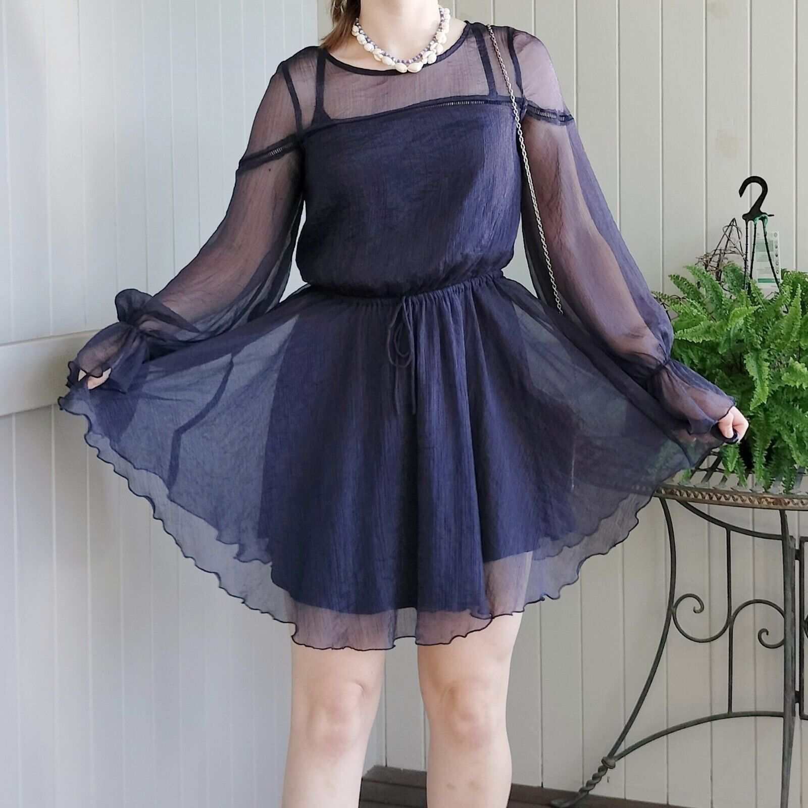 Designer Saints & Secrets Dress Mini Fit & Flare Flare Sleeve Size L / US 10 / IT 46 - 1 Thumbnail