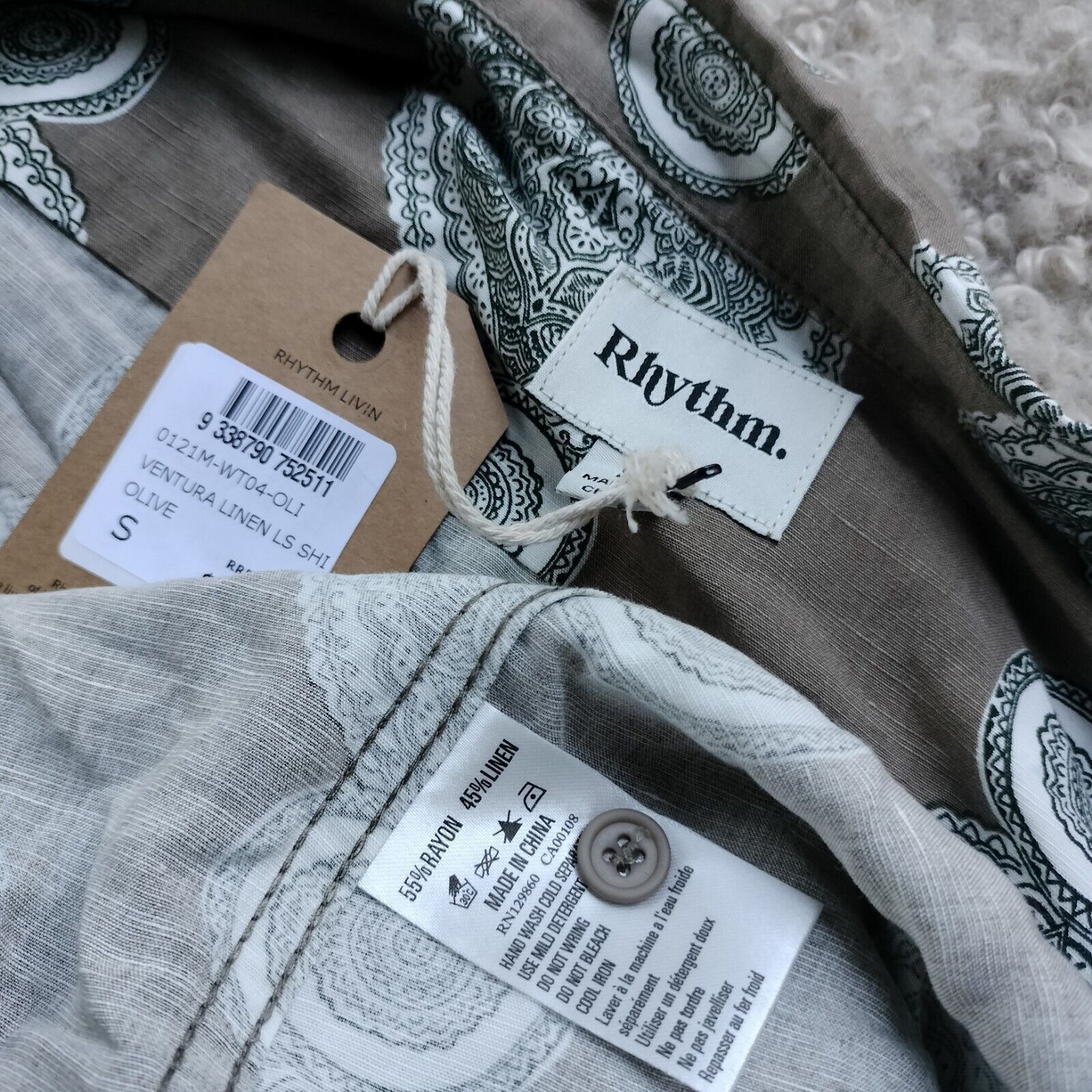 Rhythm Rhythm Shirt Button Up Long Sleeve Collared Linen Cotton Size US S / EU 44-46 / 1 - 5 Thumbnail