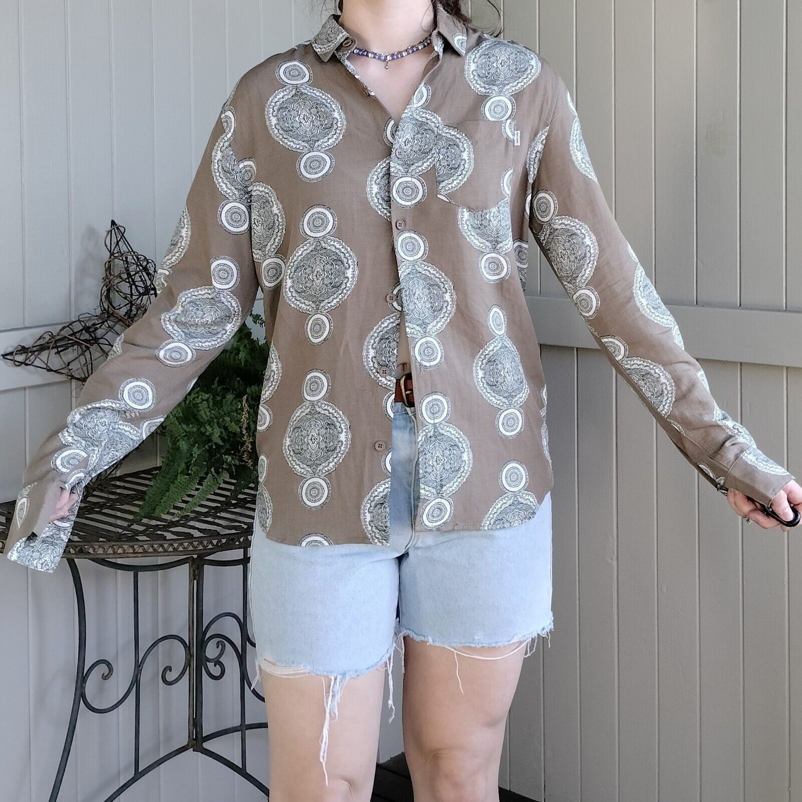 Rhythm Rhythm Shirt Button Up Long Sleeve Collared Linen Cotton Size US S / EU 44-46 / 1 - 2 Thumbnail