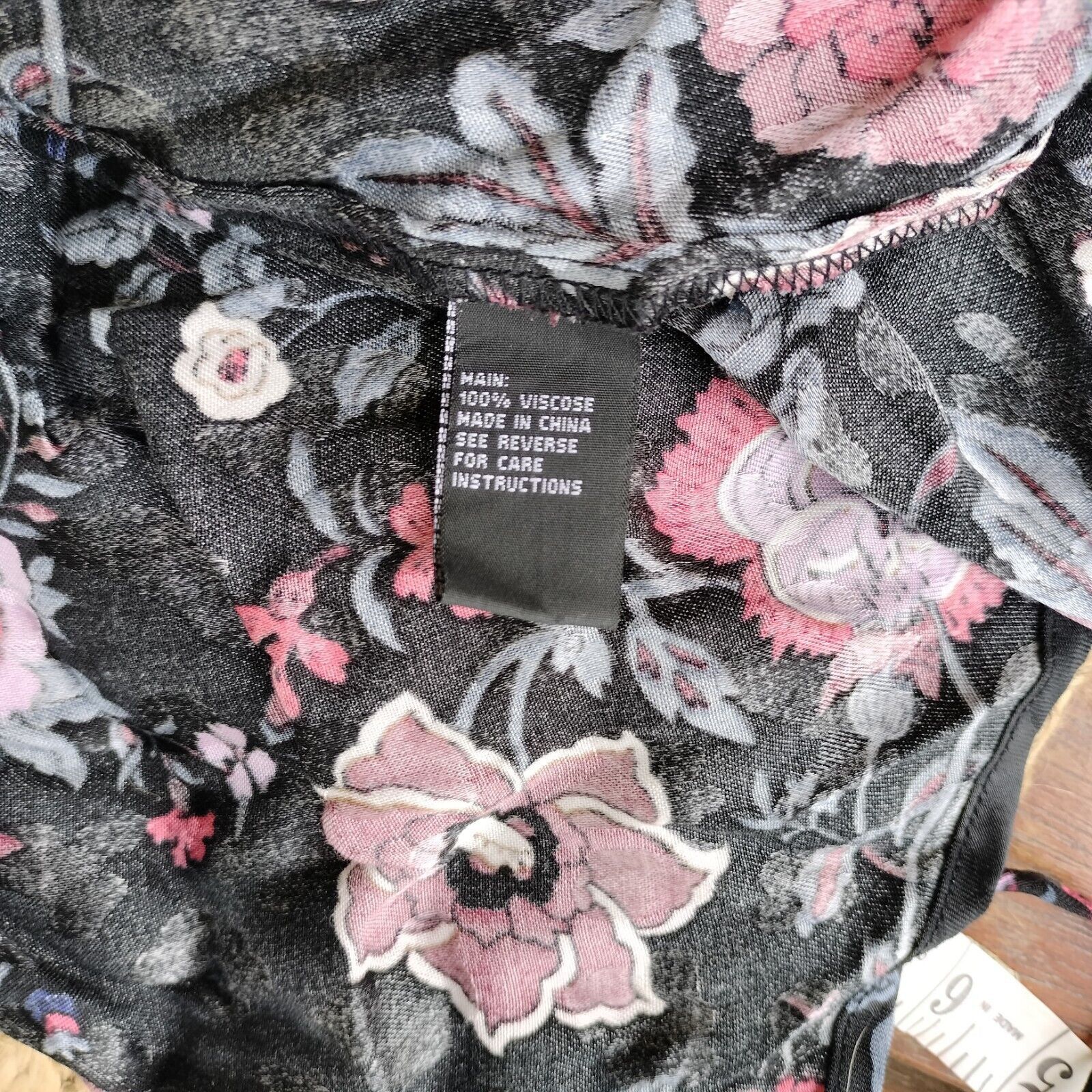 Designer Sportsgirl Dress Black Floral Wrap Midi Bell Sleeves Size S / US 4 / IT 40 - 10 Thumbnail