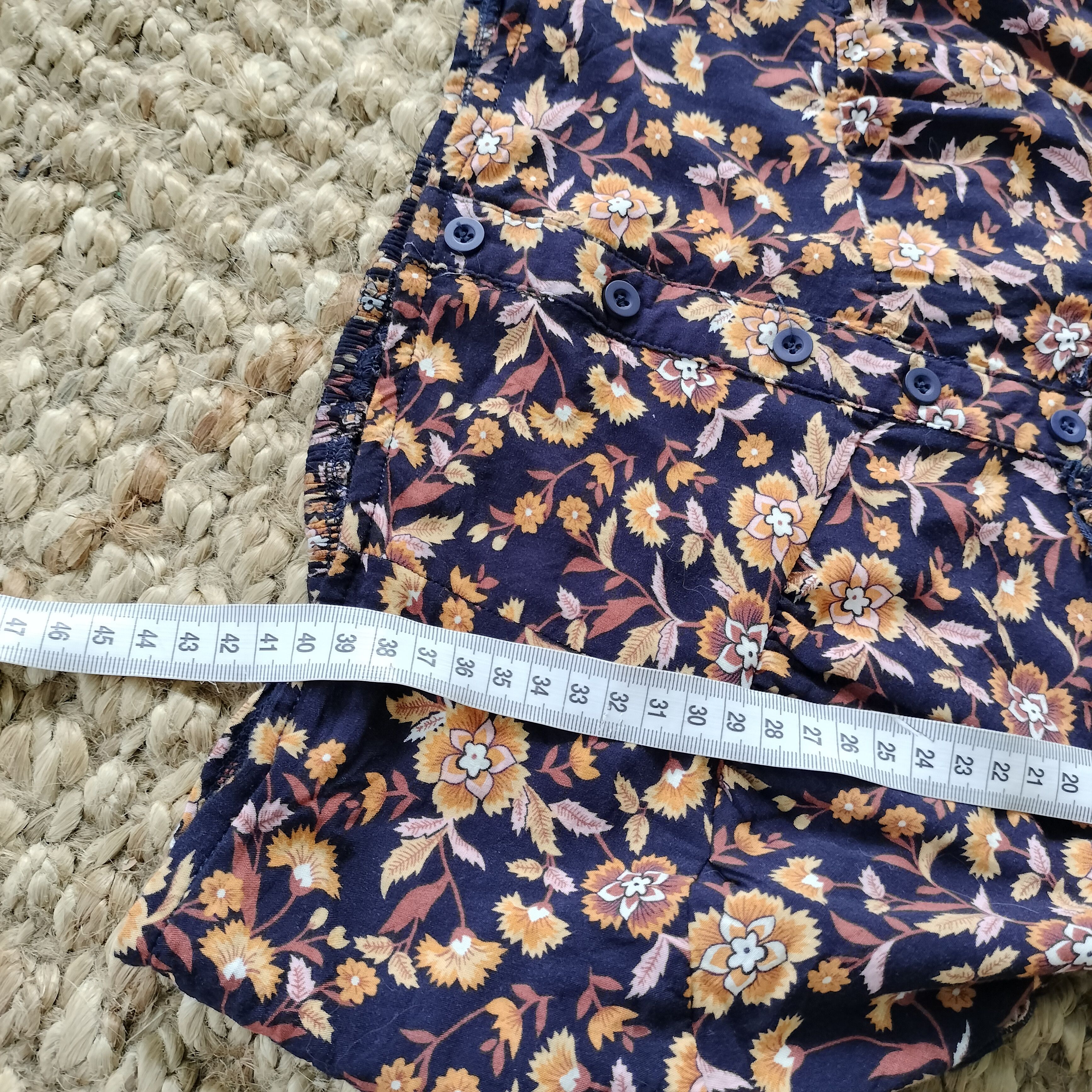 Other Ally Crop Top Navy Orange Floral Ditsy Milkmaid Ruffle Size M / US 6-8 / IT 42-44 - 8 Thumbnail