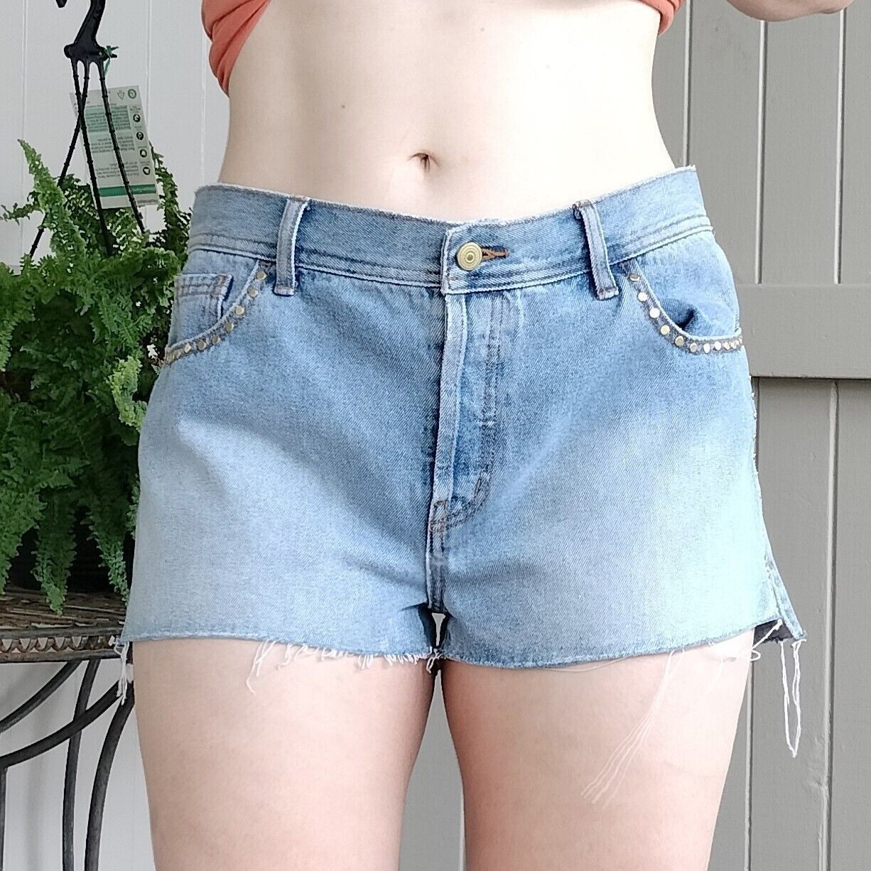Designer Tigerlily Shorts Denim Cut Off High Waist Mini Booty Size 32" / US 10 / IT 46 - 1 Thumbnail