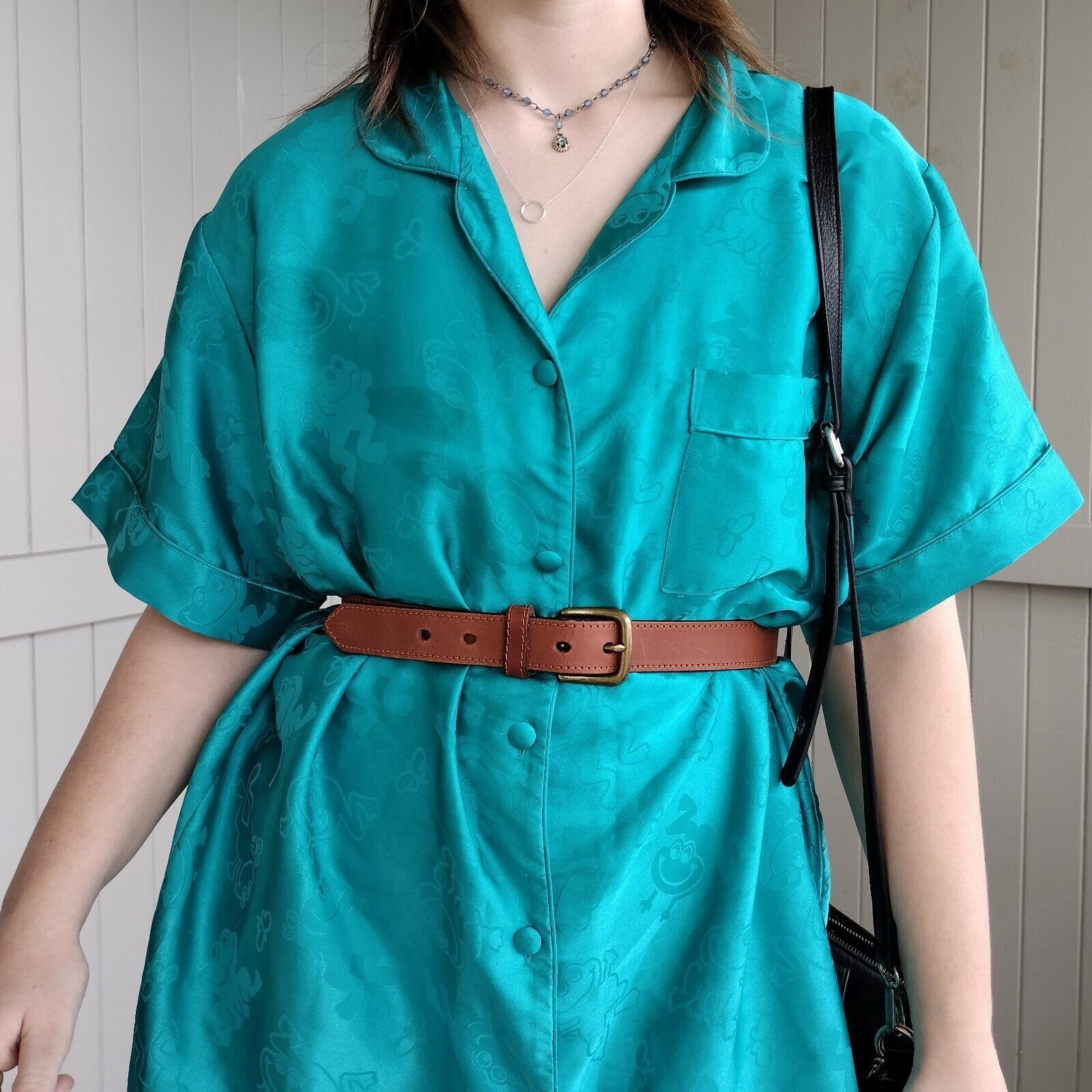 Other Vintage 80s turquoise green jacquard frog night gown Size ONE SIZE - 4 Thumbnail