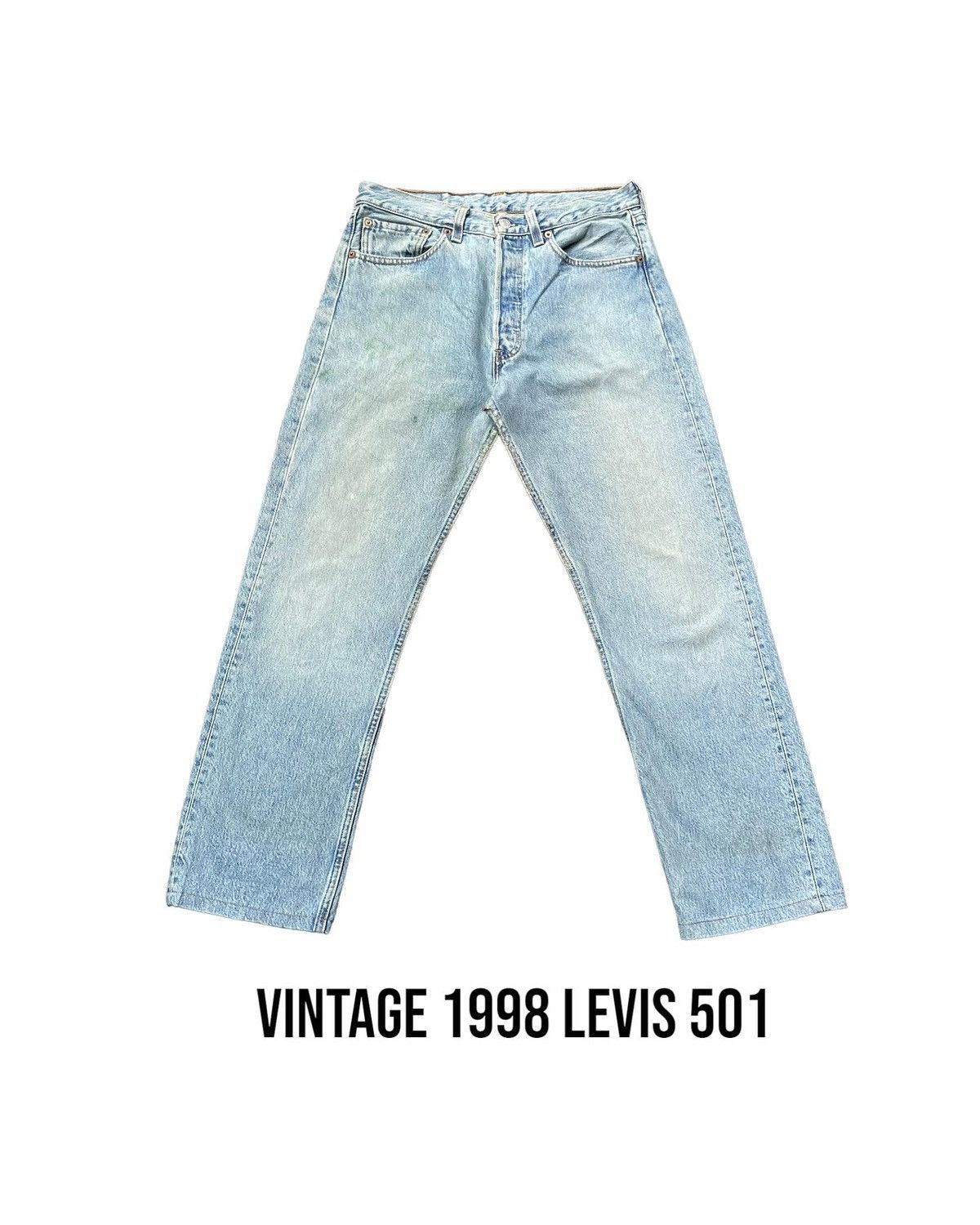 image of Vintage 1998 Levis 501 E Faded Stone Wash in Blue, Men's (Size 31)