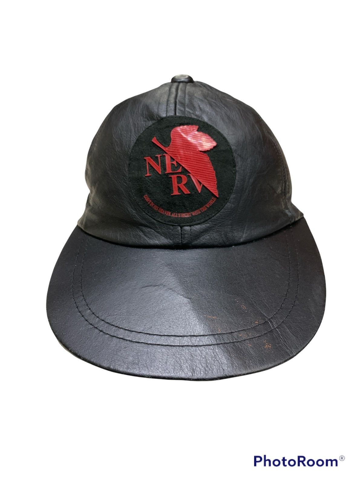 VINTAGE 1990s EVANGELION NERV GAINAX LEATHER CAP