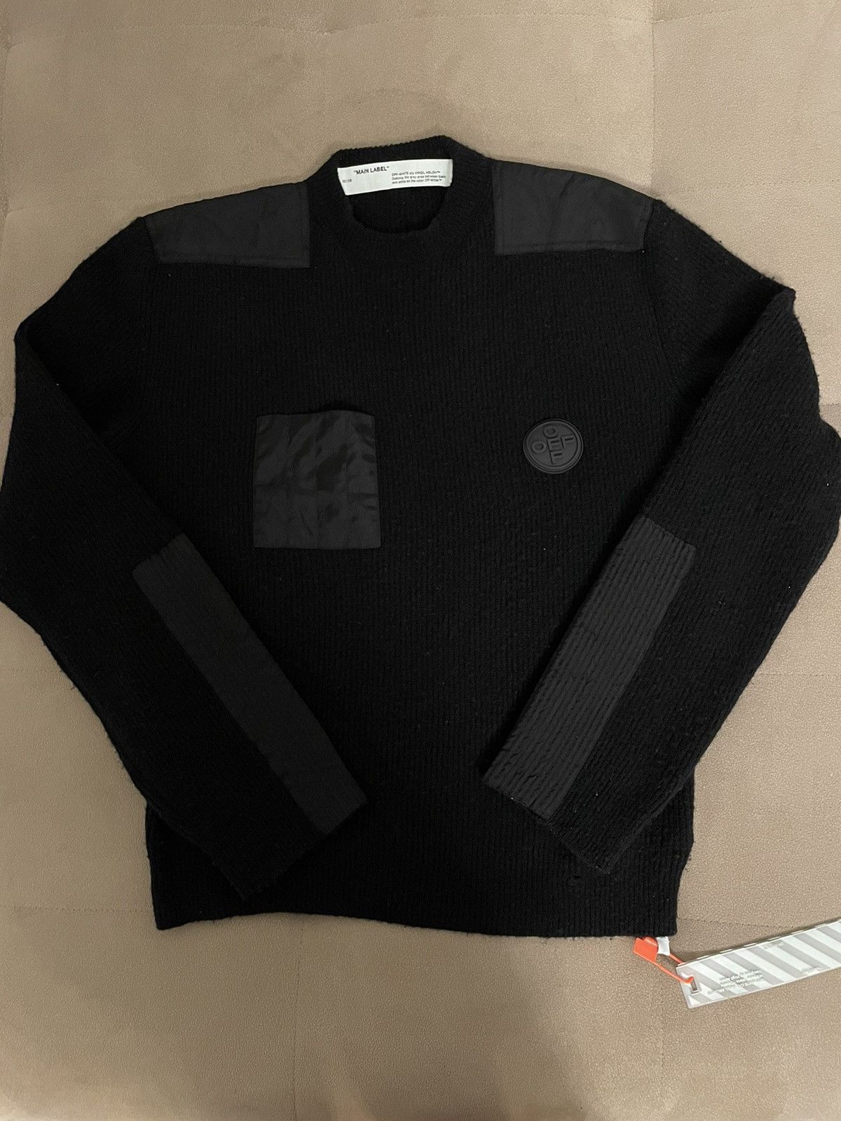 image of Off White Knit Sweater Small in Black, Men's