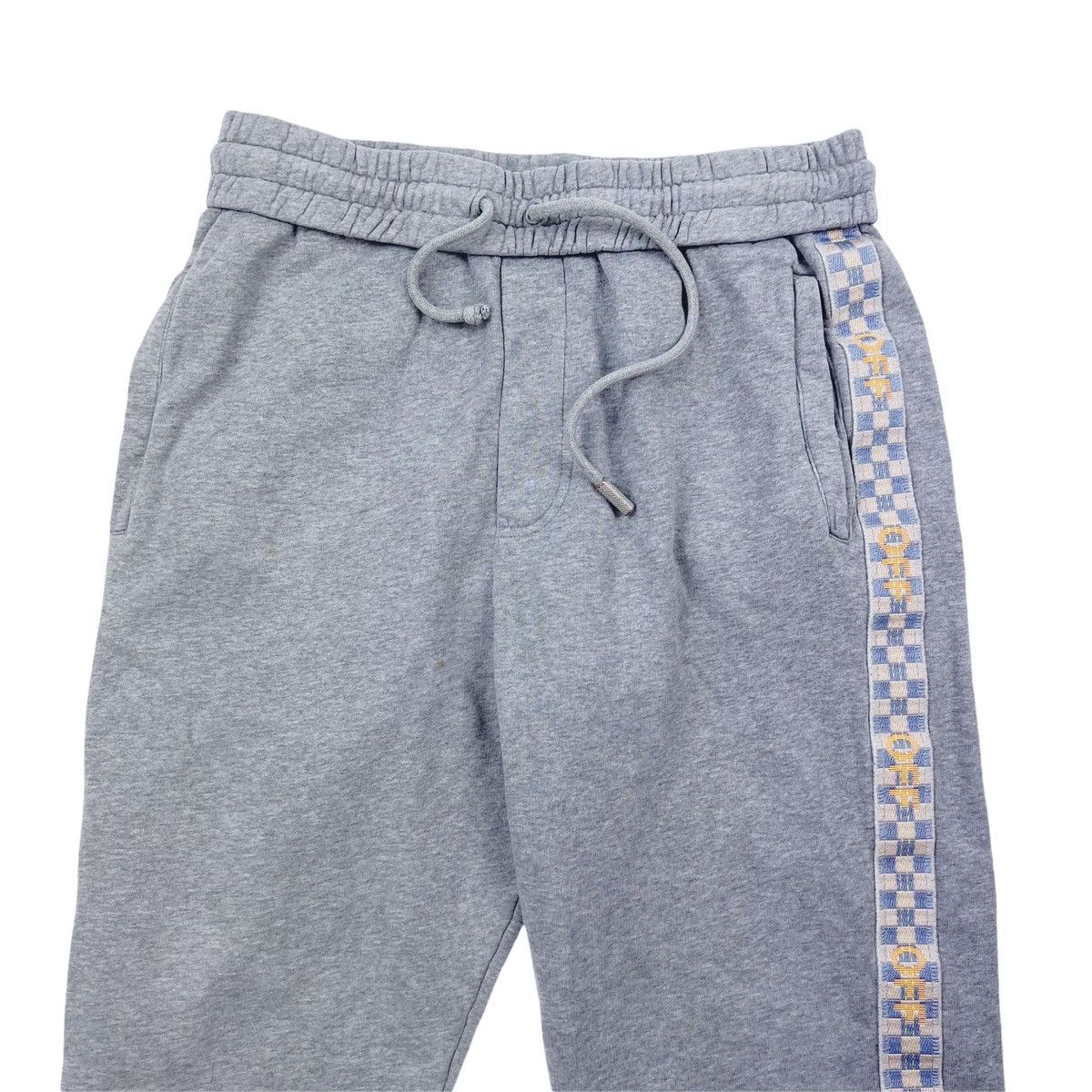 image of Off White Off-White Chequered Tape Sweatpants in Grey, Men's (Size 32)