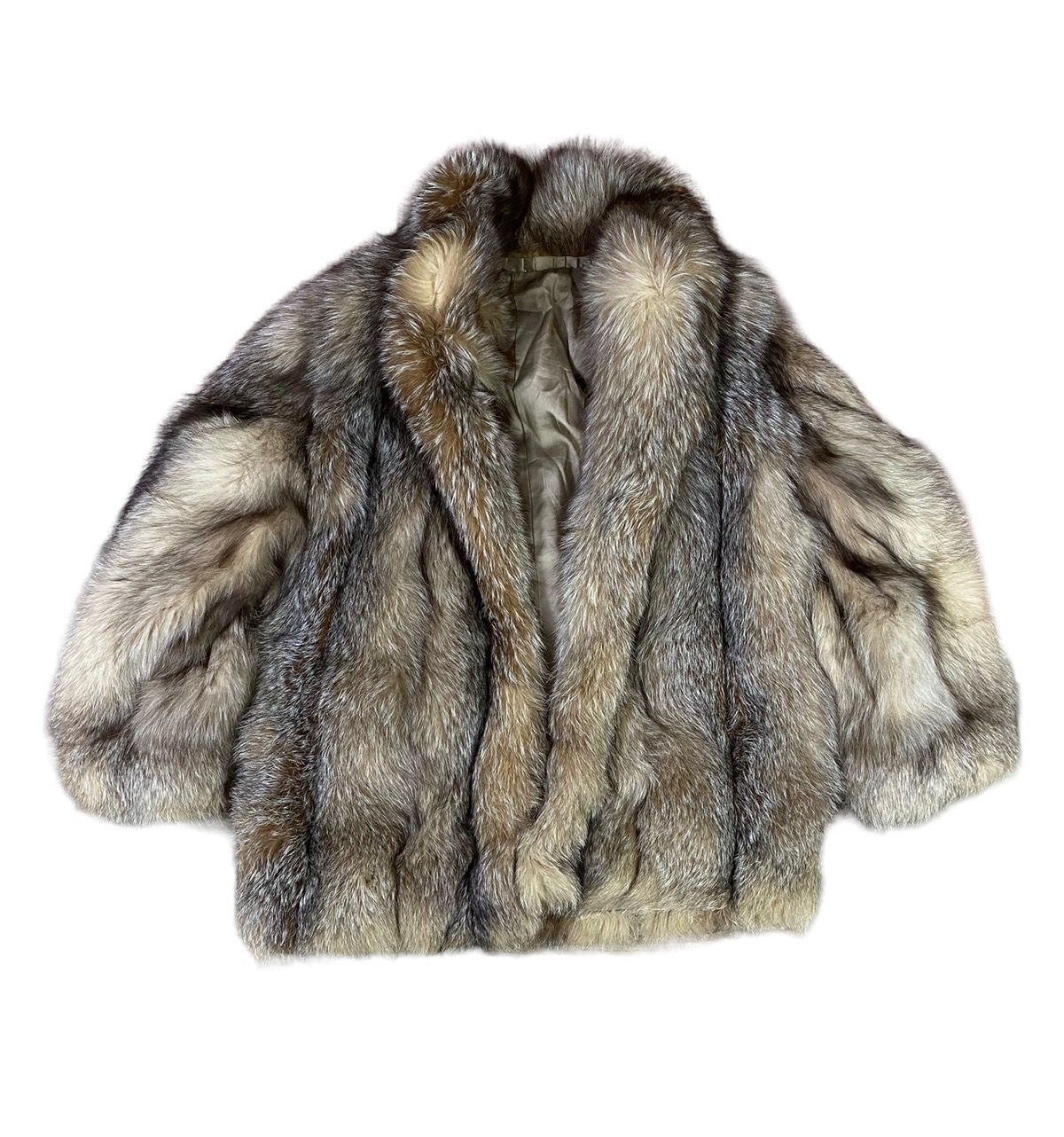 Pre-owned Mink Fur Coat Vintage Saga Fox Mohair Shag Shaggy Fur Jacket In Brown