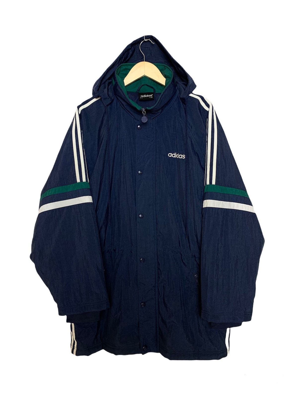 Vintage 90'S Adidas nylon jacket with back logo, size L, men's Nylon white type Vintage Second Hand