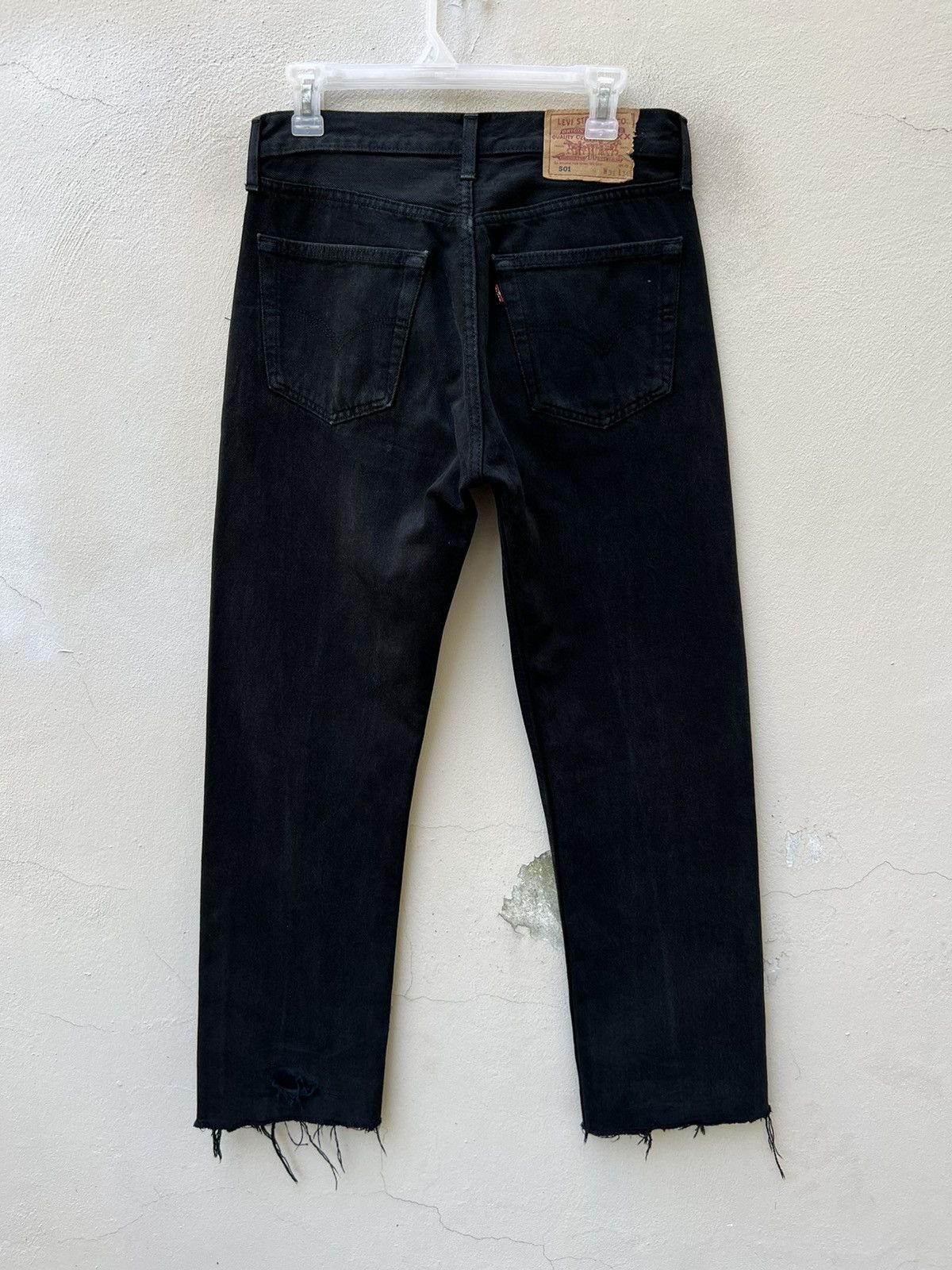 Levi's Vintage 1998 Levi’s 501 Jeans Fade Black Rips Hem Jeans Size US 30 / EU 46 - 9 Thumbnail