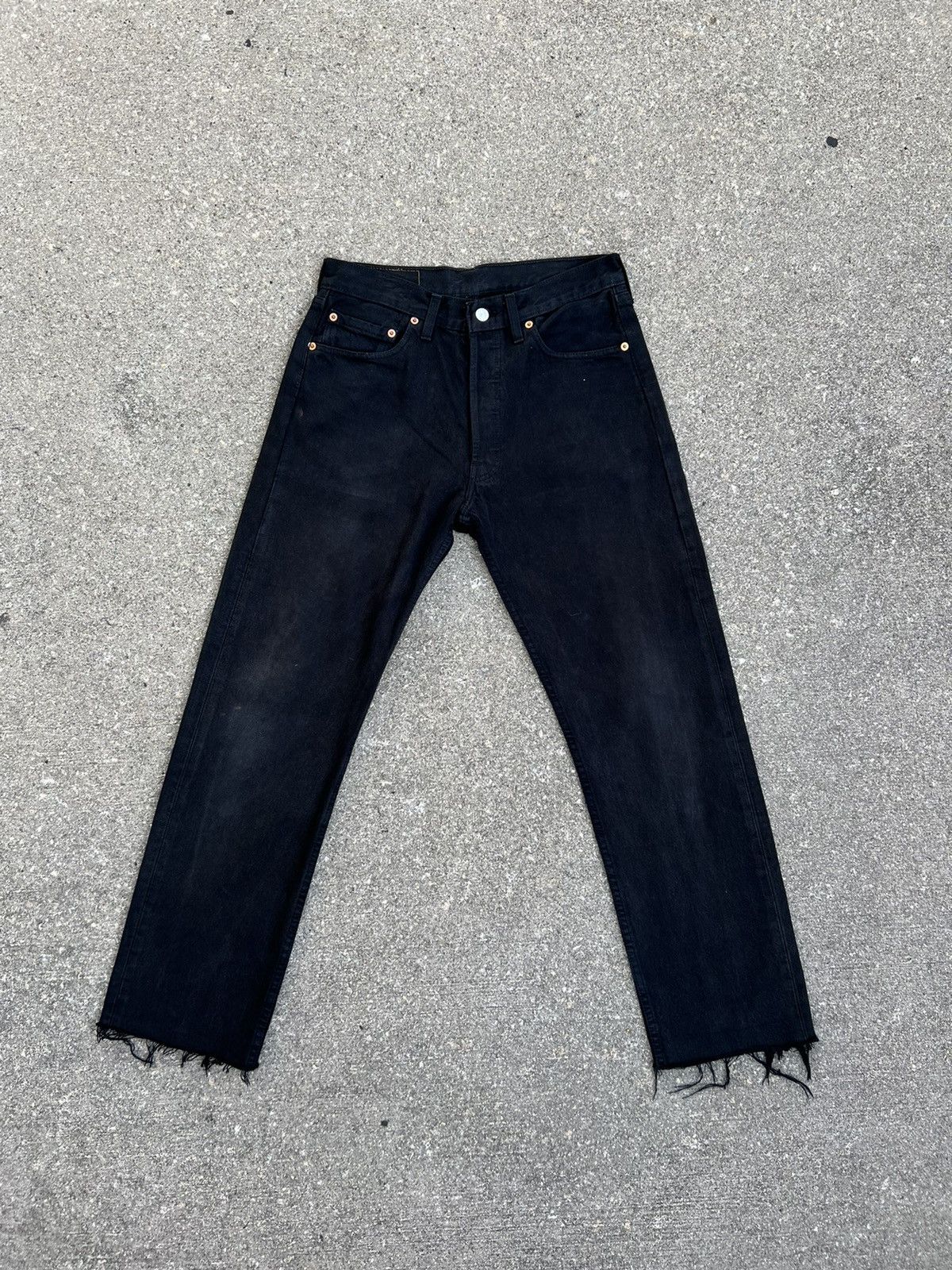 Levi's Vintage 1998 Levi’s 501 Jeans Fade Black Rips Hem Jeans Size US 30 / EU 46 - 1 Thumbnail