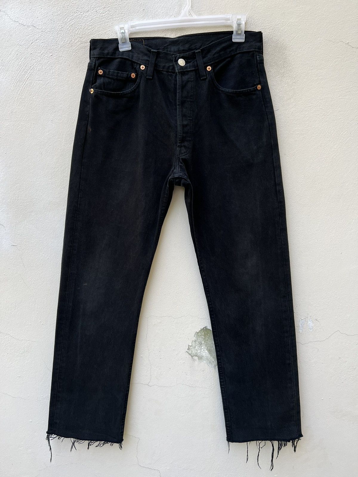 Levi's Vintage 1998 Levi’s 501 Jeans Fade Black Rips Hem Jeans Size US 30 / EU 46 - 3 Thumbnail
