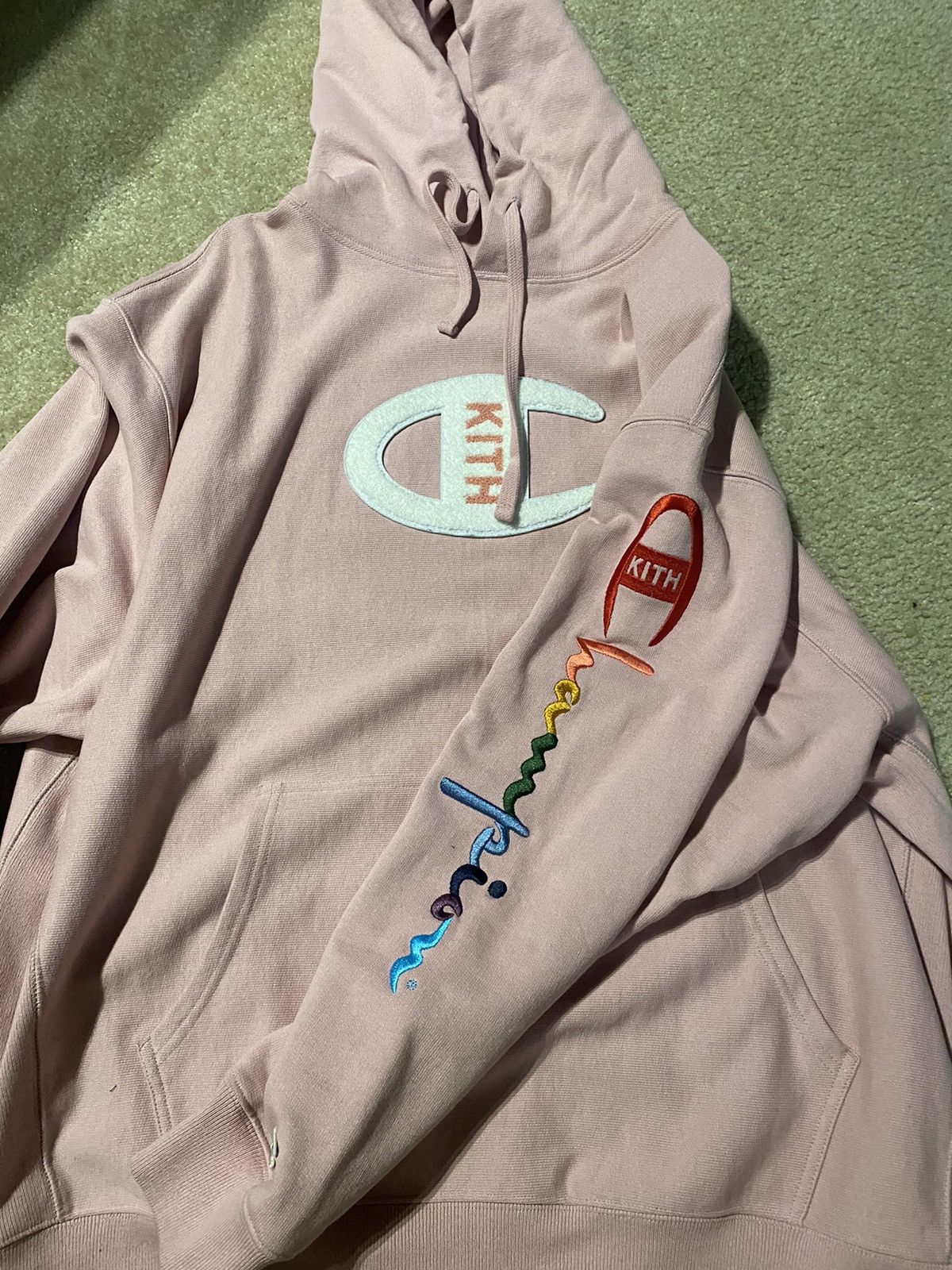 Kith x champion logo hoodie hotsell