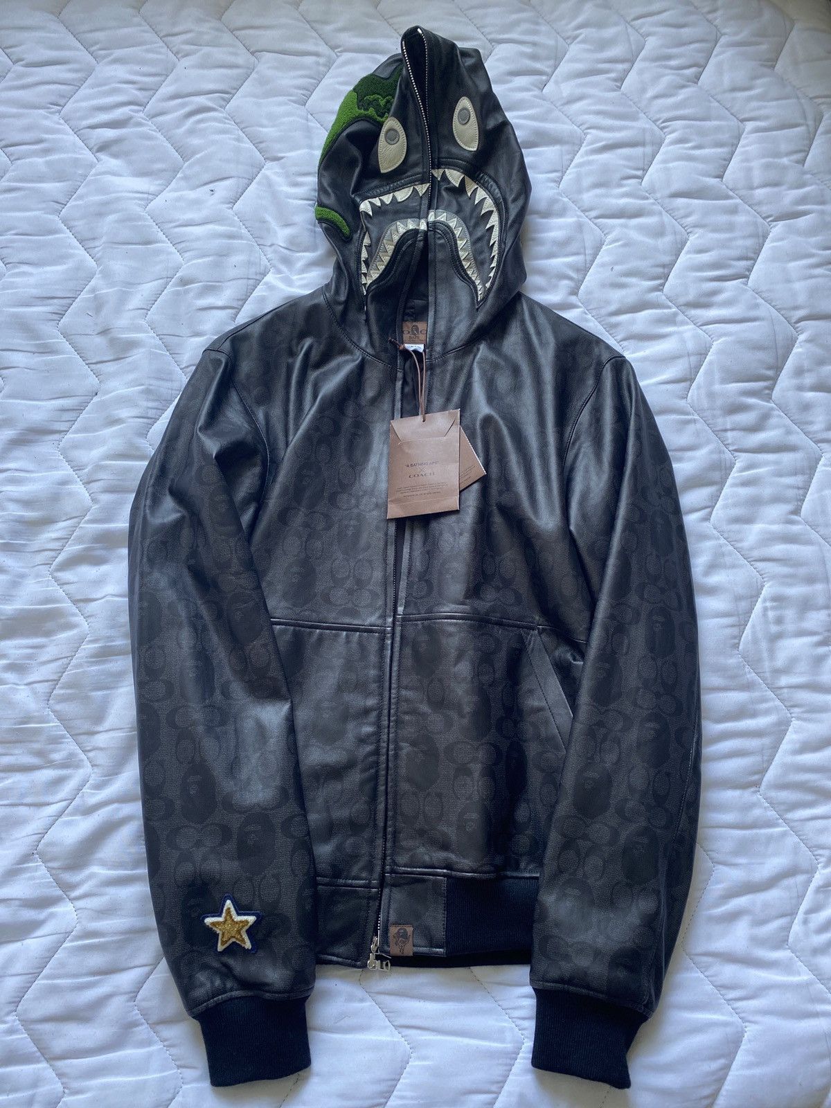 Bape × Coach Coach Bape Shark Leather Jacket | Grailed