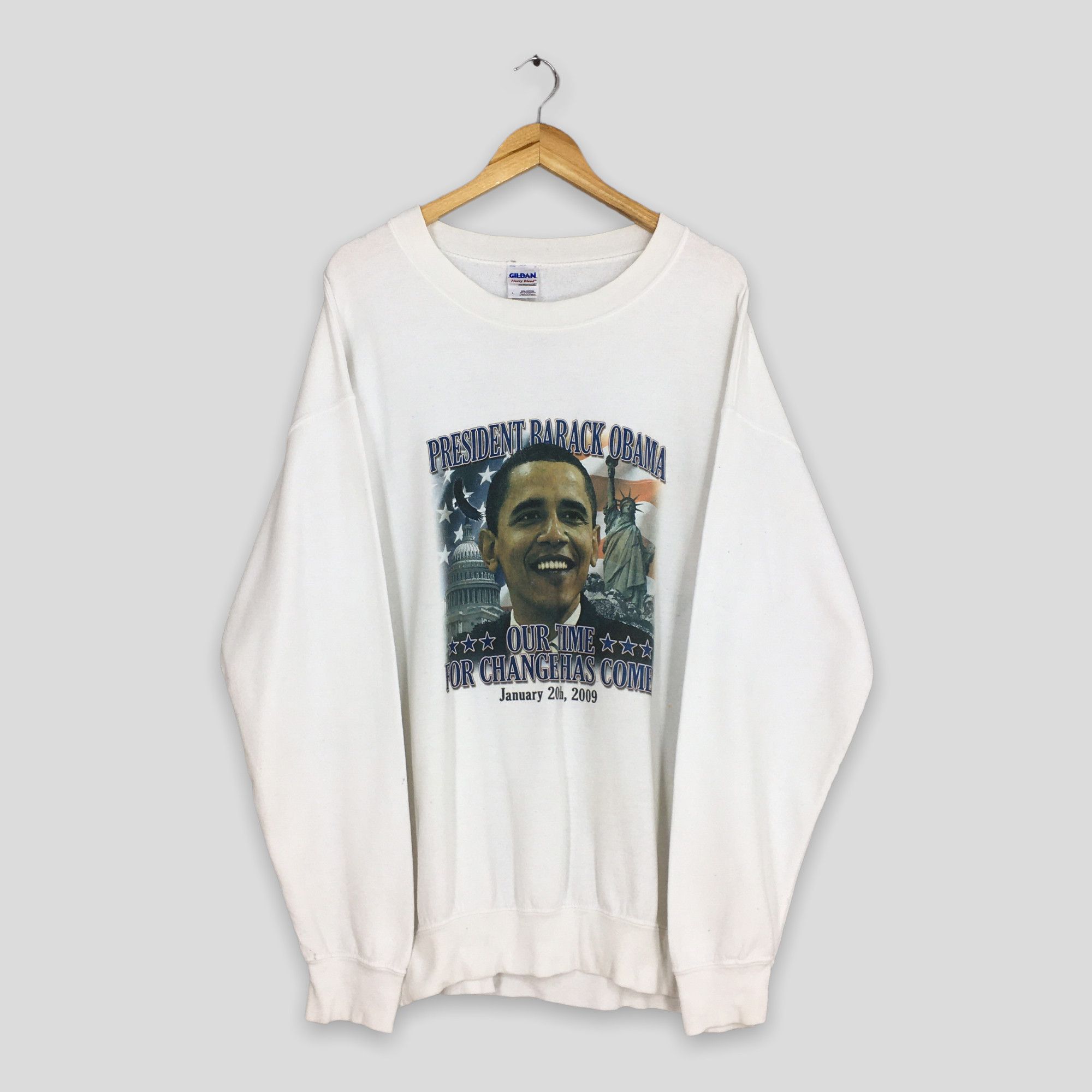 Gildan × Vintage Vintage Y2K Barrack Obama Usa President Sweatshirt Large Size US L / EU 52-54 / 3 - 1 Thumbnail