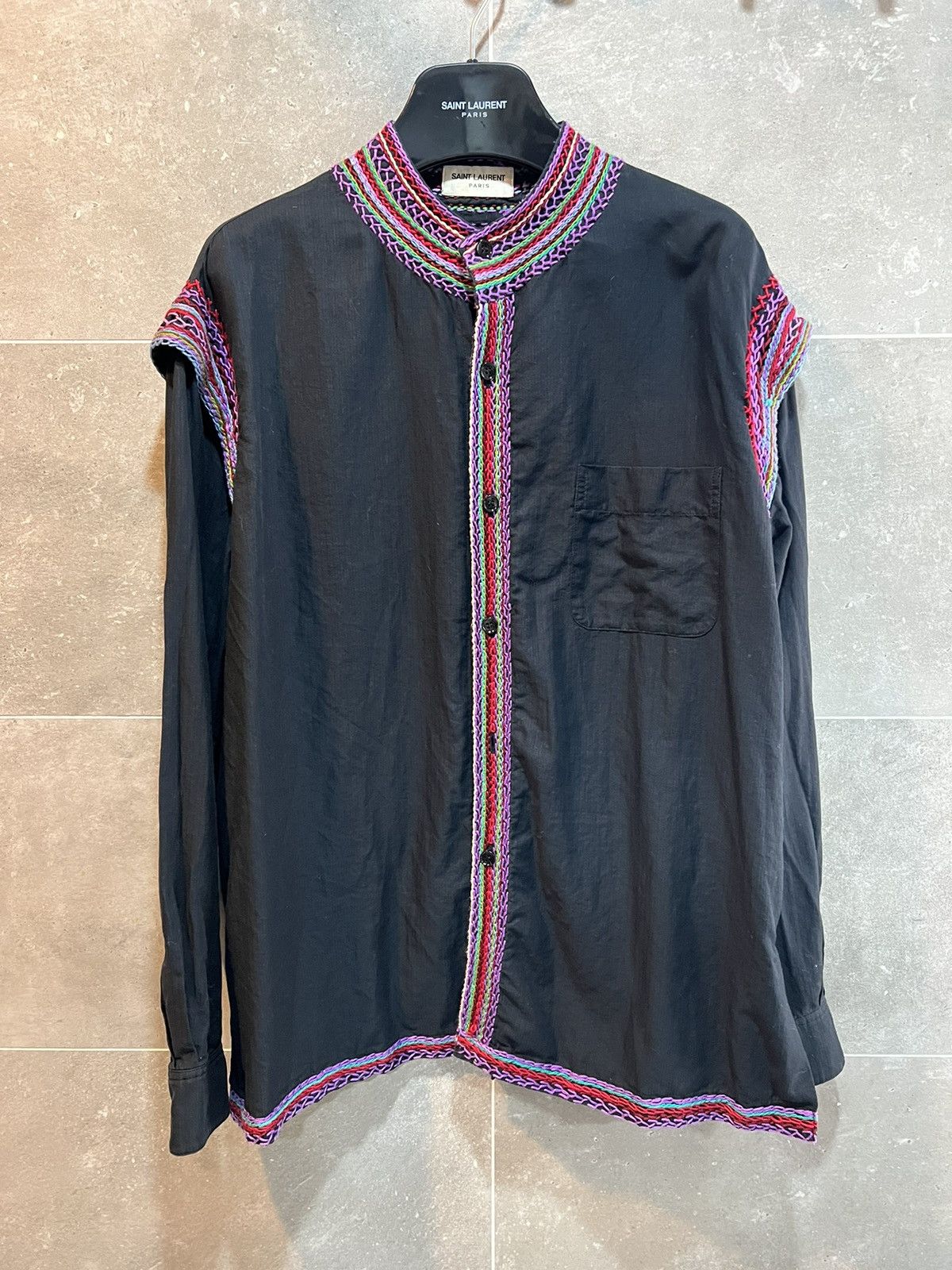 Hedi Slimane × Saint Laurent Paris 15SS Multicolor Embroidered Tunic Shirt sz38 Size US S / EU 44-46 / 1 - 1 Thumbnail