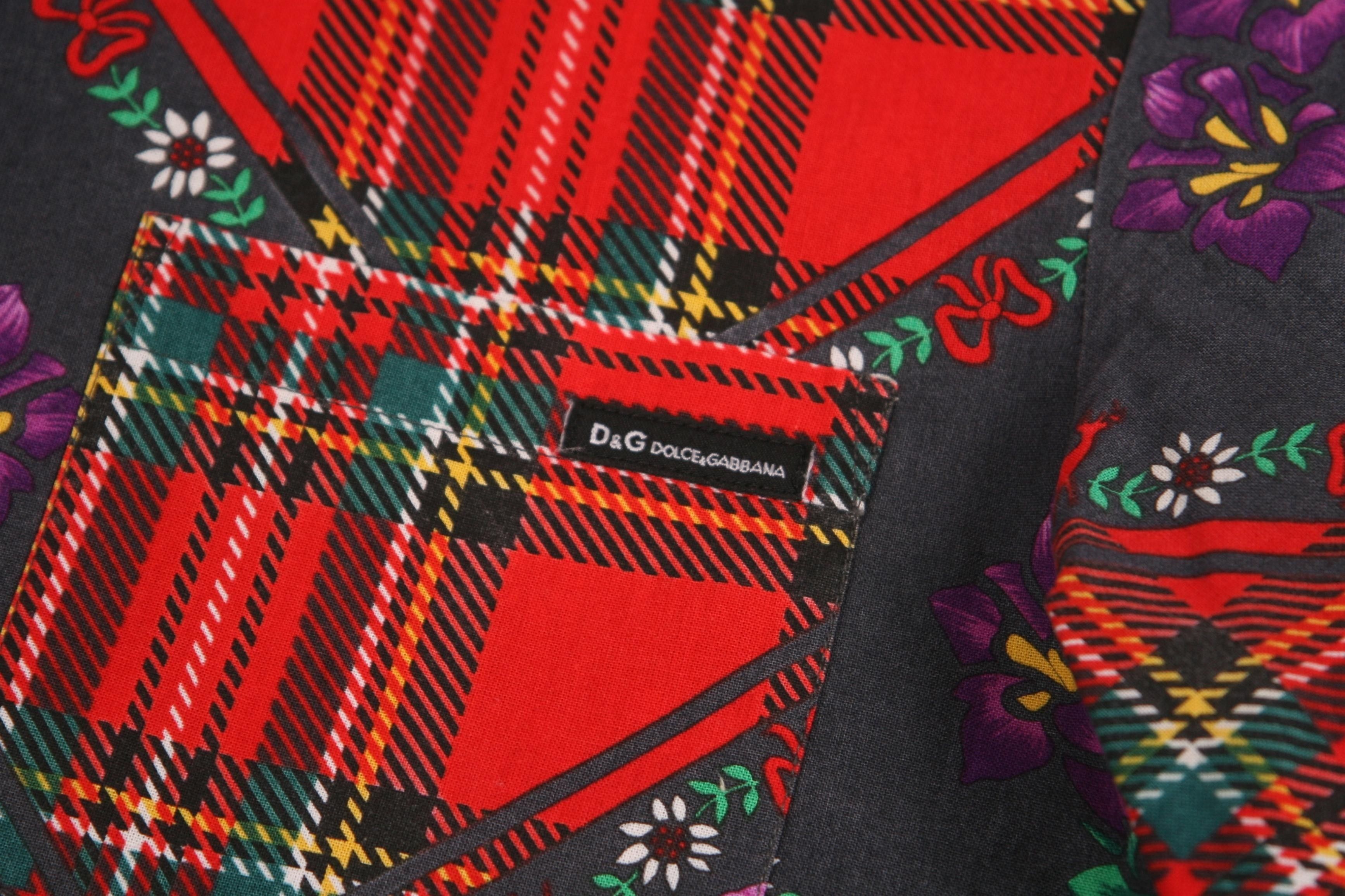 Dolce & Gabbana Dolce & Gabbana Plaid Check Luxury Floral Flannel Shirt Size US M / EU 48-50 / 2 - 9 Thumbnail