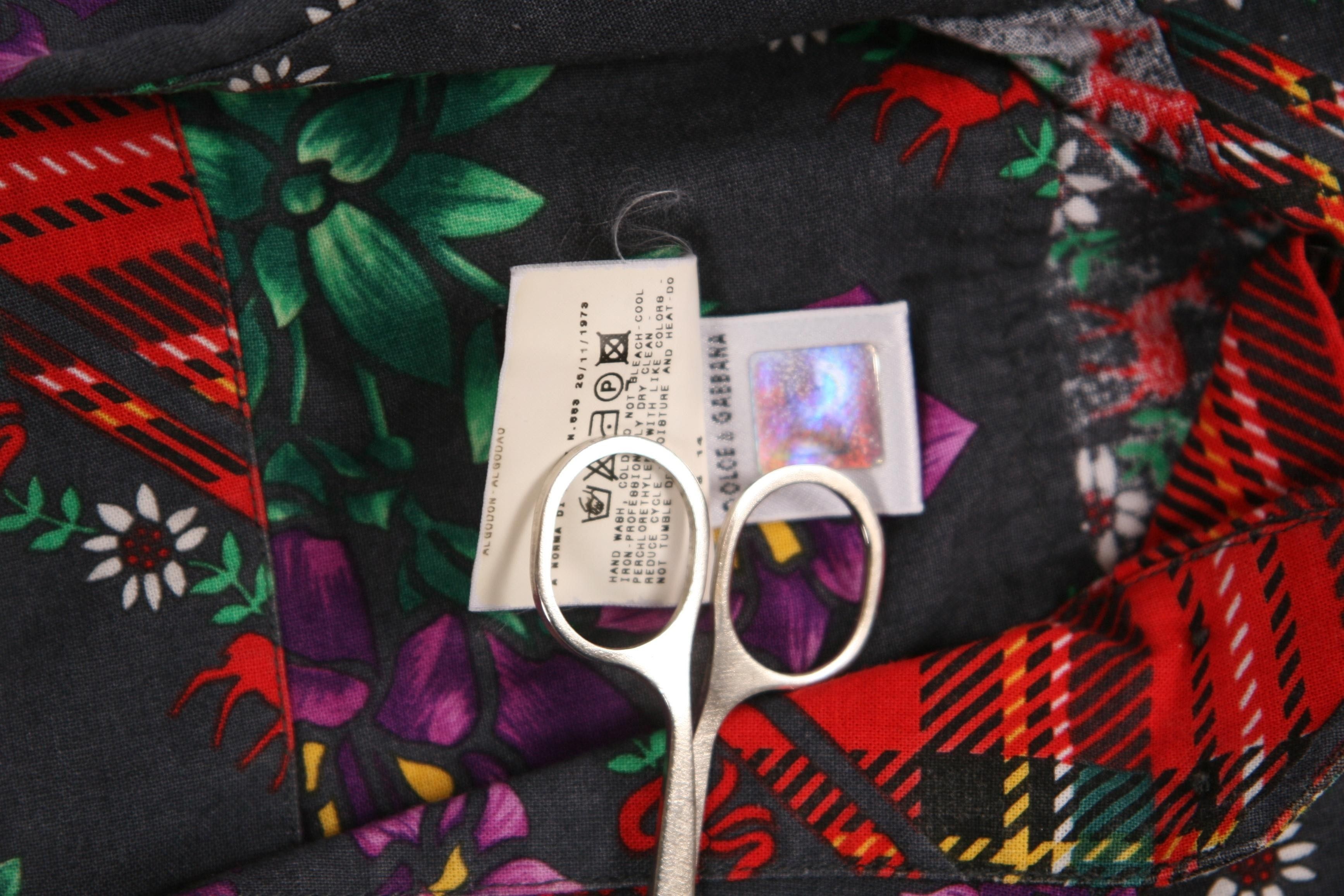 Dolce & Gabbana Dolce & Gabbana Plaid Check Luxury Floral Flannel Shirt Size US M / EU 48-50 / 2 - 8 Thumbnail