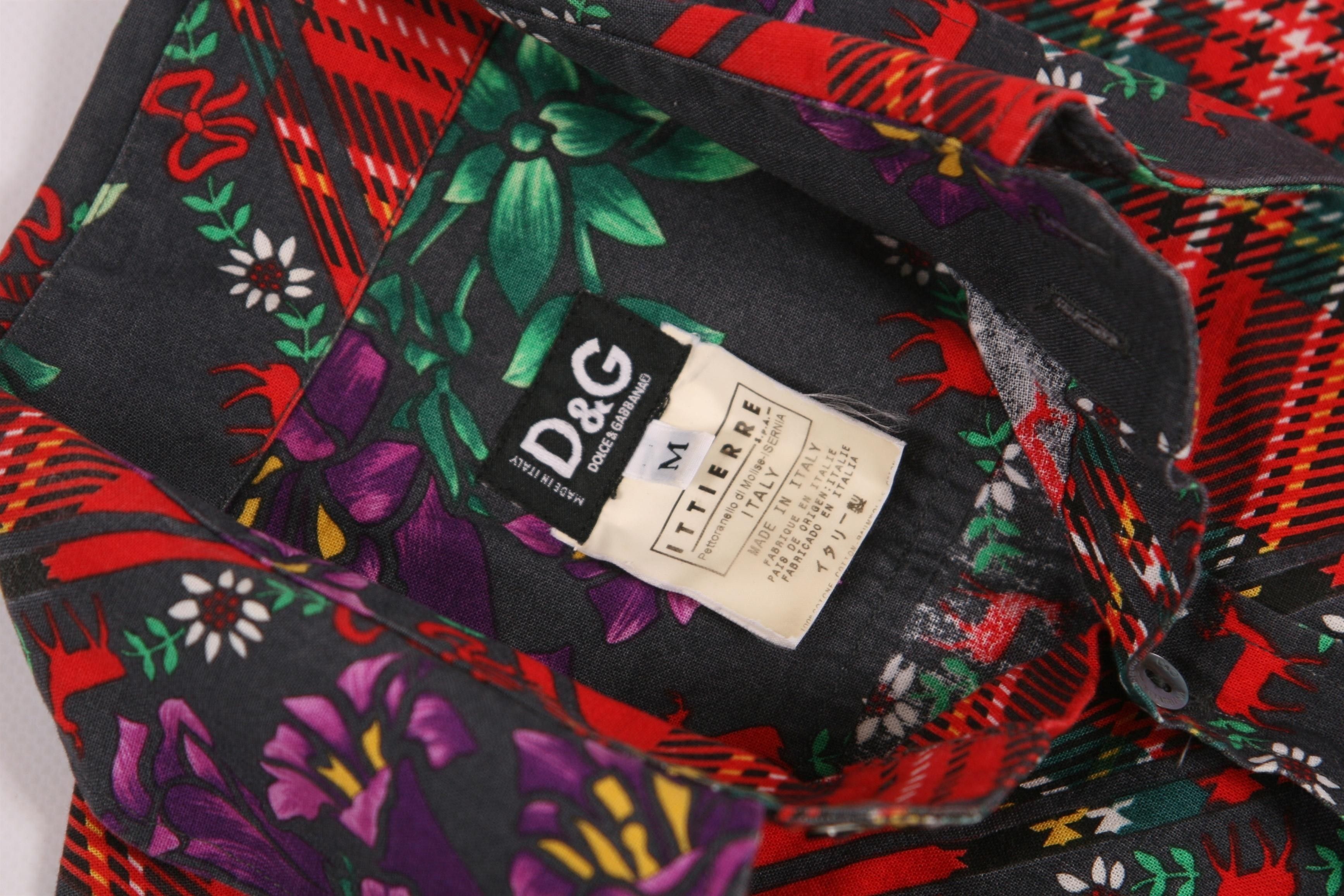 Dolce & Gabbana Dolce & Gabbana Plaid Check Luxury Floral Flannel Shirt Size US M / EU 48-50 / 2 - 5 Thumbnail
