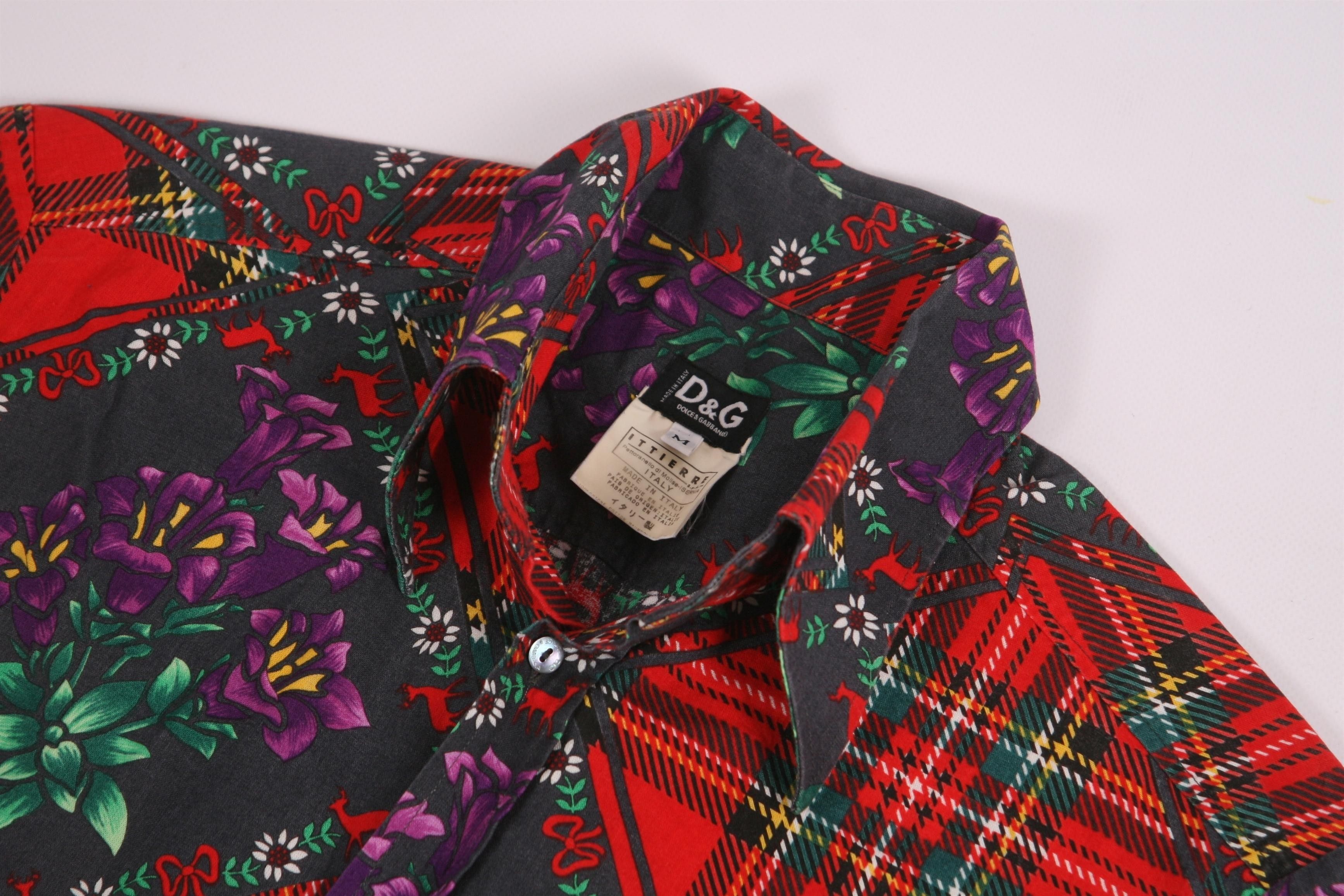 Dolce & Gabbana Dolce & Gabbana Plaid Check Luxury Floral Flannel Shirt Size US M / EU 48-50 / 2 - 7 Thumbnail