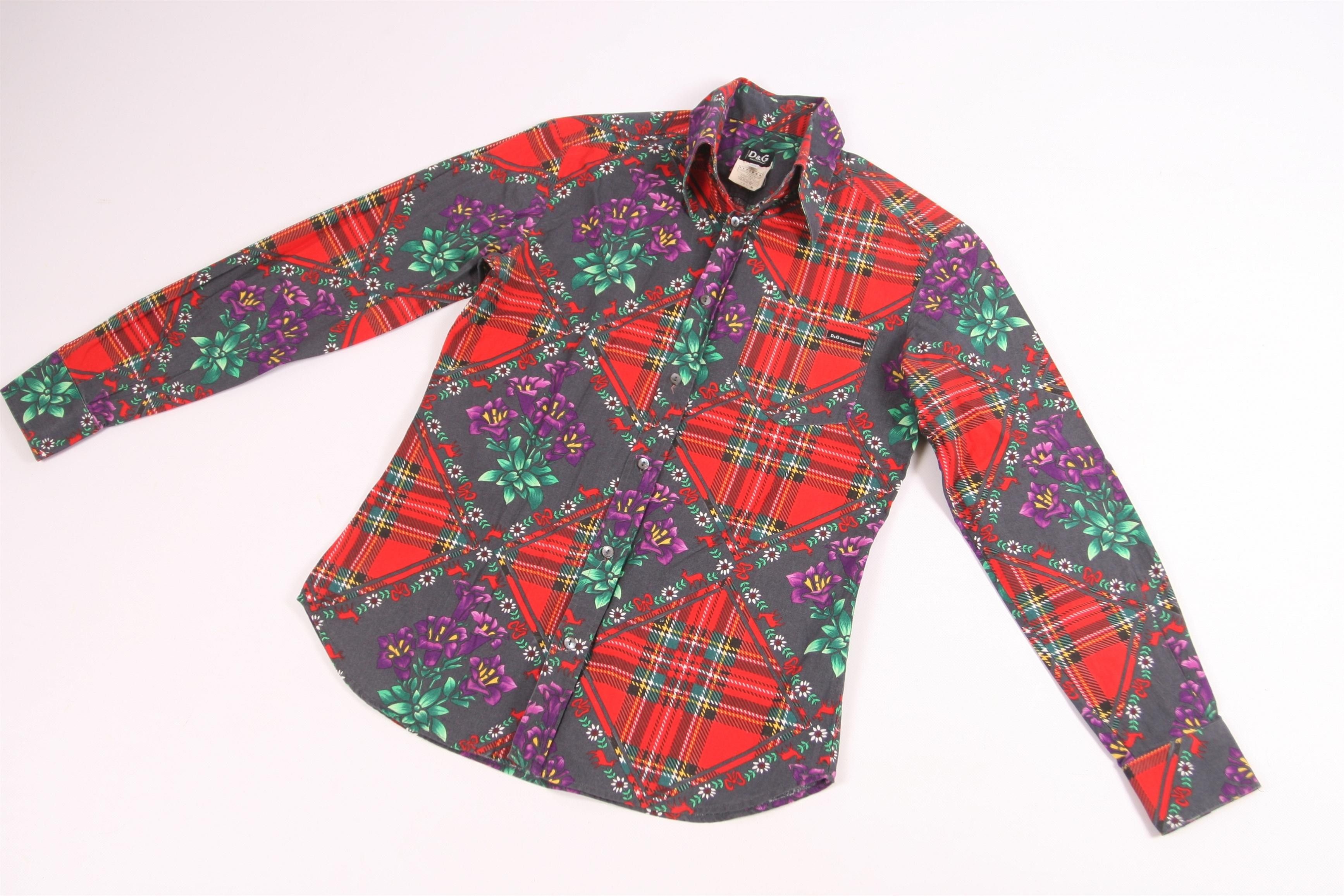 Dolce & Gabbana Dolce & Gabbana Plaid Check Luxury Floral Flannel Shirt Size US M / EU 48-50 / 2 - 4 Thumbnail