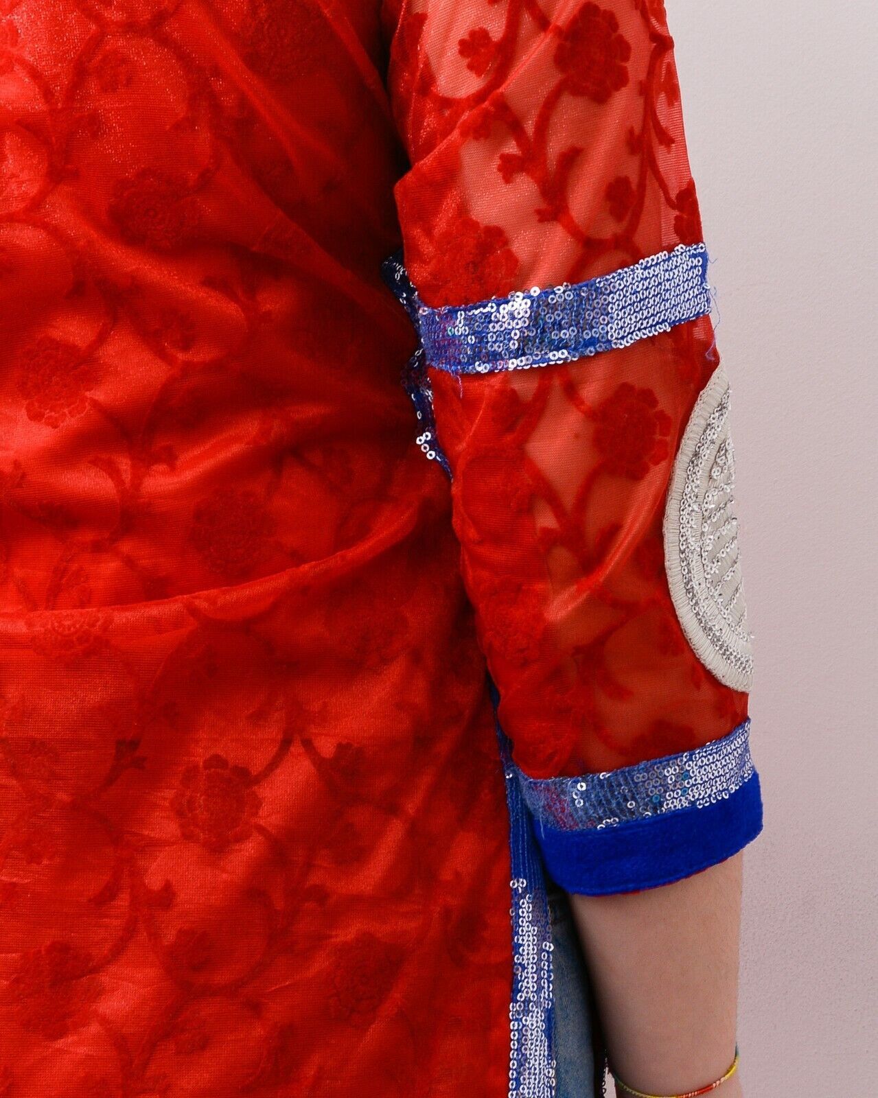 Other × Vintage Women's M Glitz Embroidered Shimmer Indian Dress Red 90's Size M / US 6-8 / IT 42-44 - 6 Thumbnail