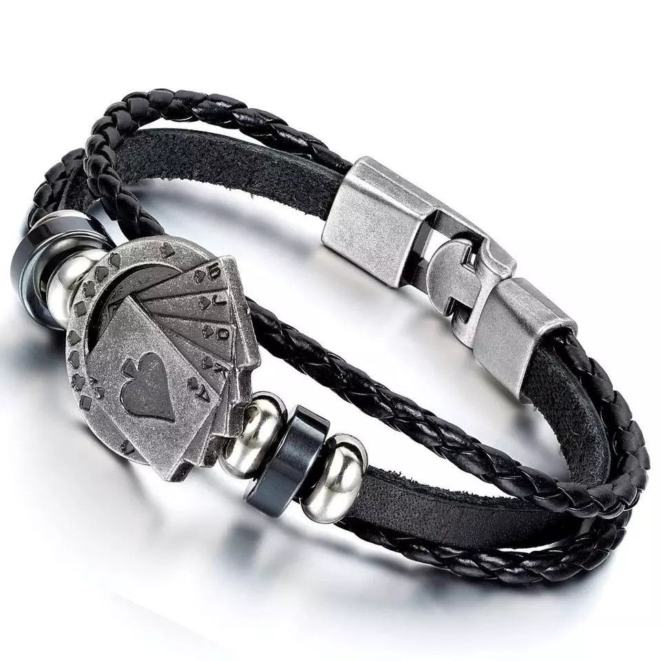 Jewelry Vintage Lucky Poker Card Multilayer Strand Bracelet Size ONE SIZE - 3 Thumbnail
