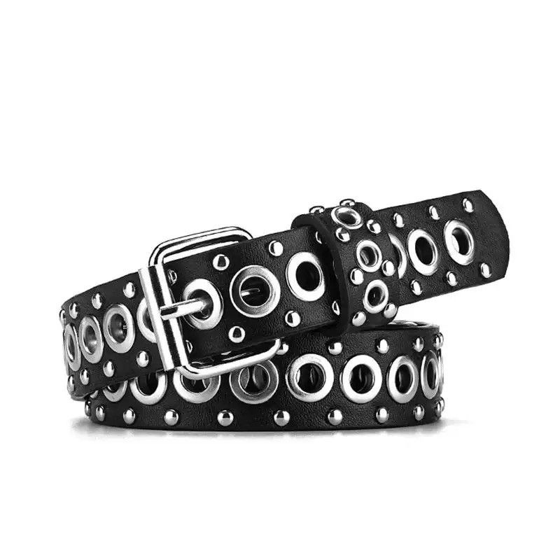 Other Leather Belt Punk Metal Rivet Pin Buckle Luxury Belt Size ONE SIZE - 1 Thumbnail
