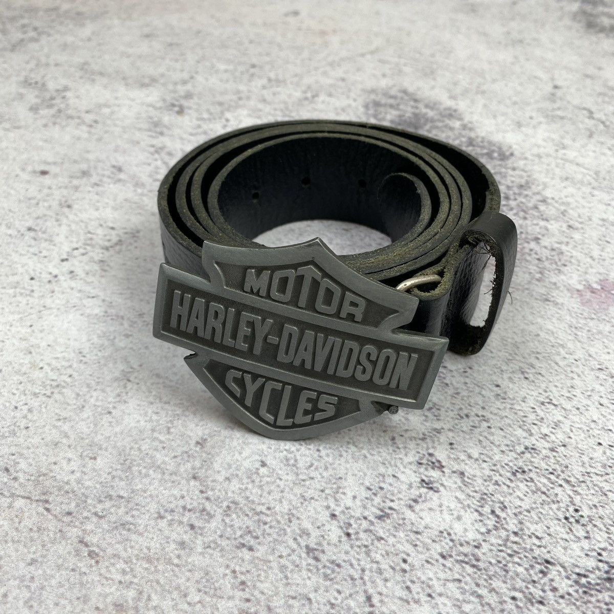 Moto Harley Davidson Leather Belt Embroidered Logo